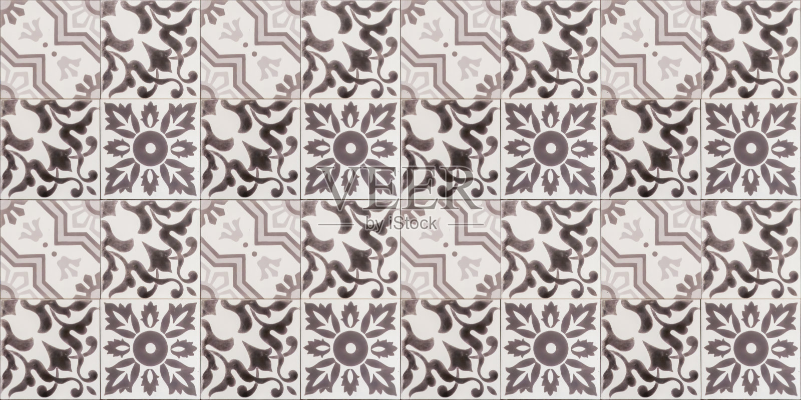 灰色白色明亮的复古复古几何方形马赛克图案水泥瓷砖墙壁或地板纹理背景照片摄影图片