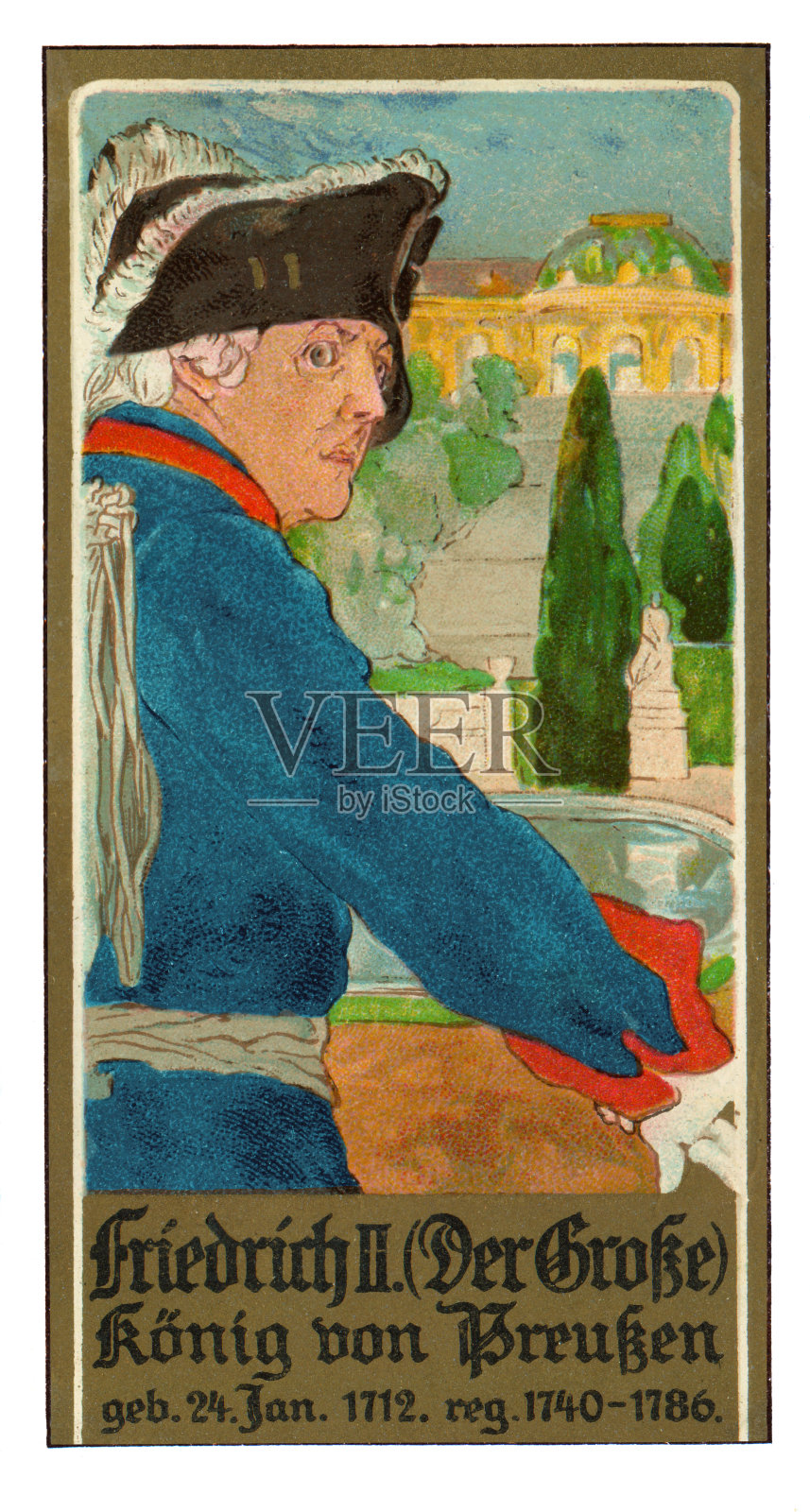 伟大的普鲁士国王腓特烈二世的新艺术插画插画图片素材