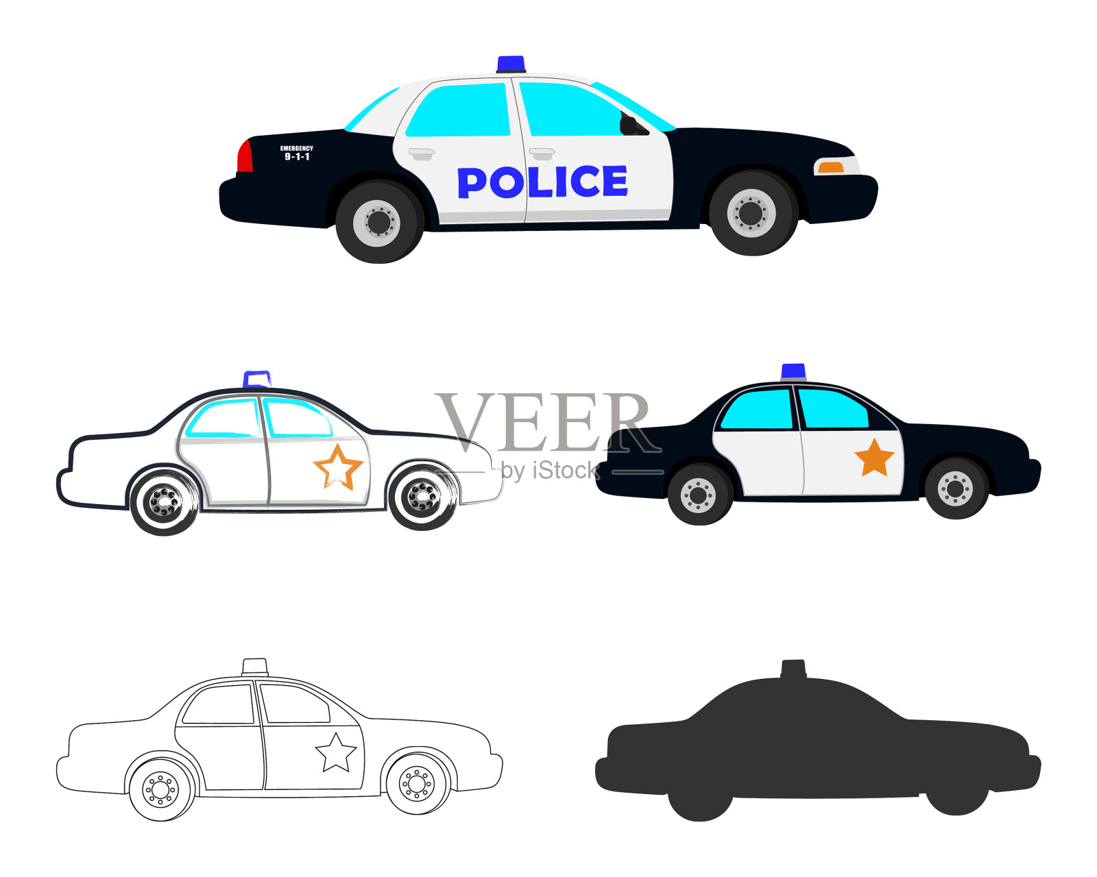警车插画图片素材
