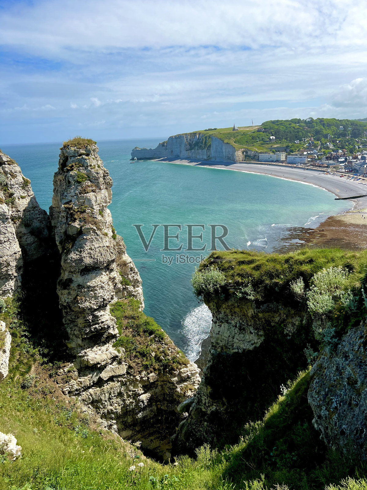 法国诺曼底海岸的埃特拉特悬崖照片摄影图片