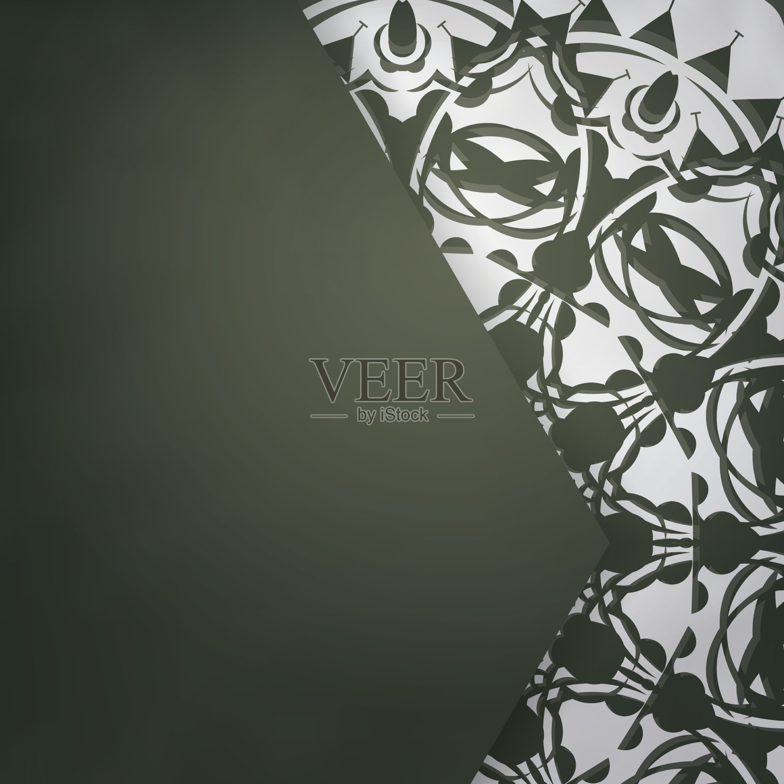 深绿色贺卡与复古的白色插画图片素材