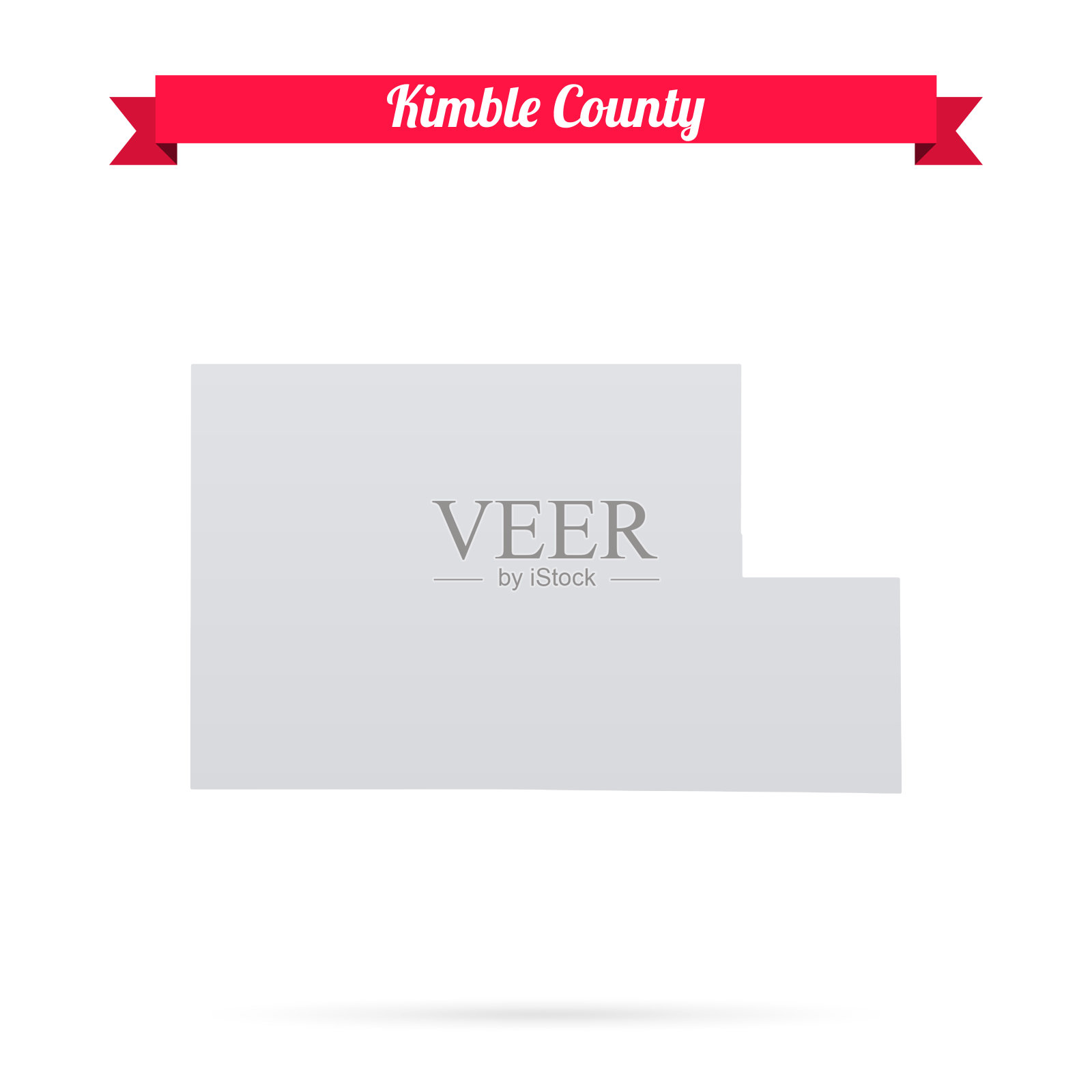 金布尔县，德克萨斯州。白底红旗地图插画图片素材