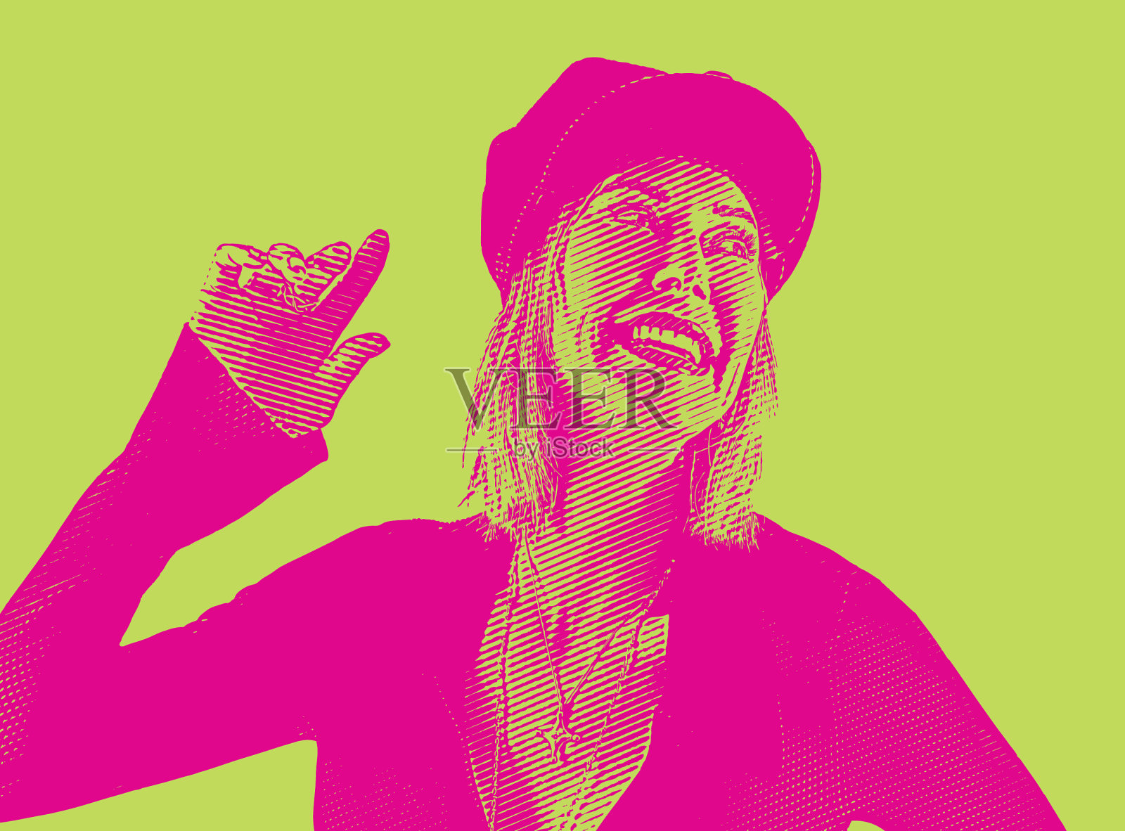 一个快乐健康的中年女性的肖像插画图片素材