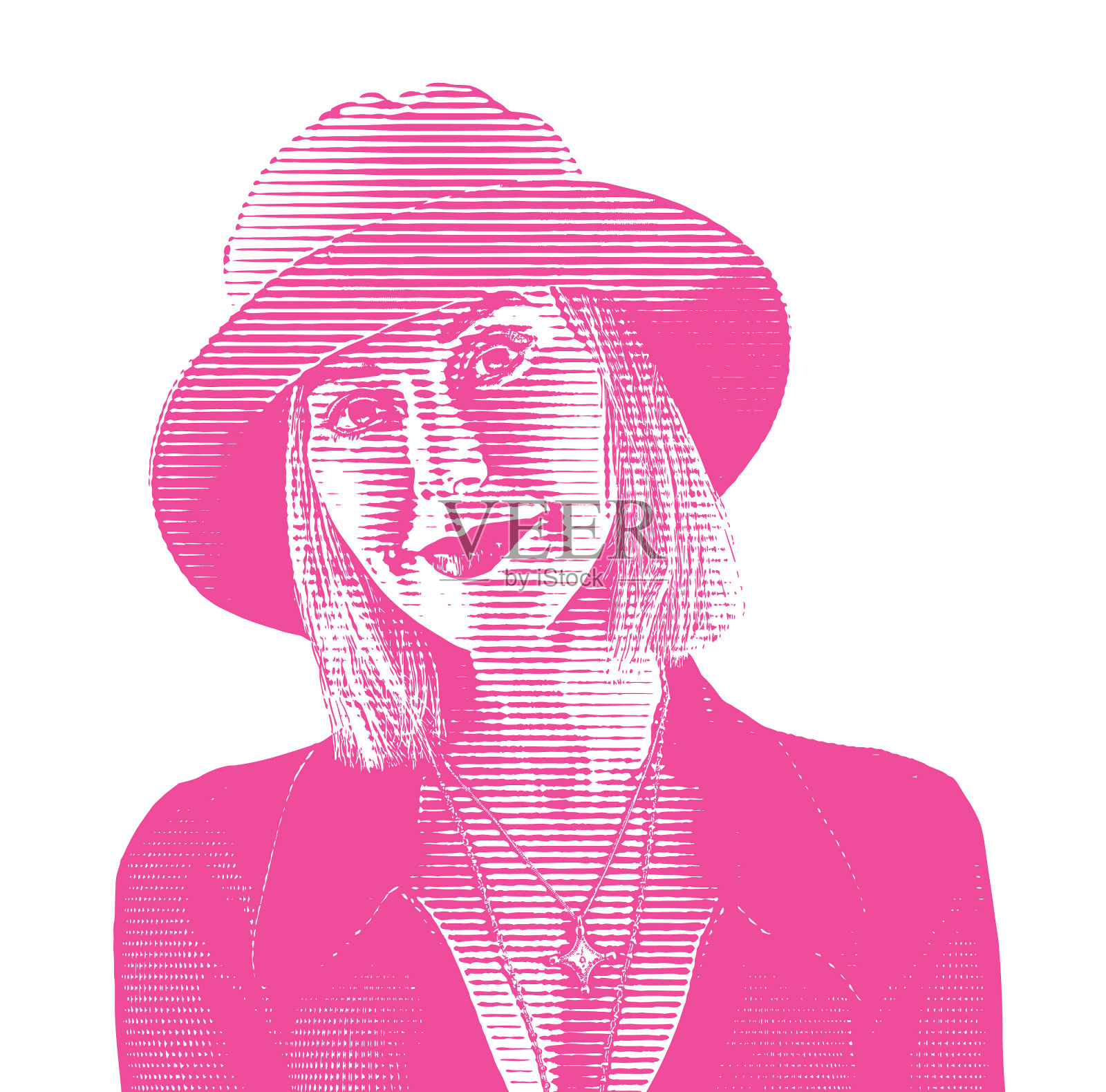 一个美丽的中年女人的肖像插画图片素材