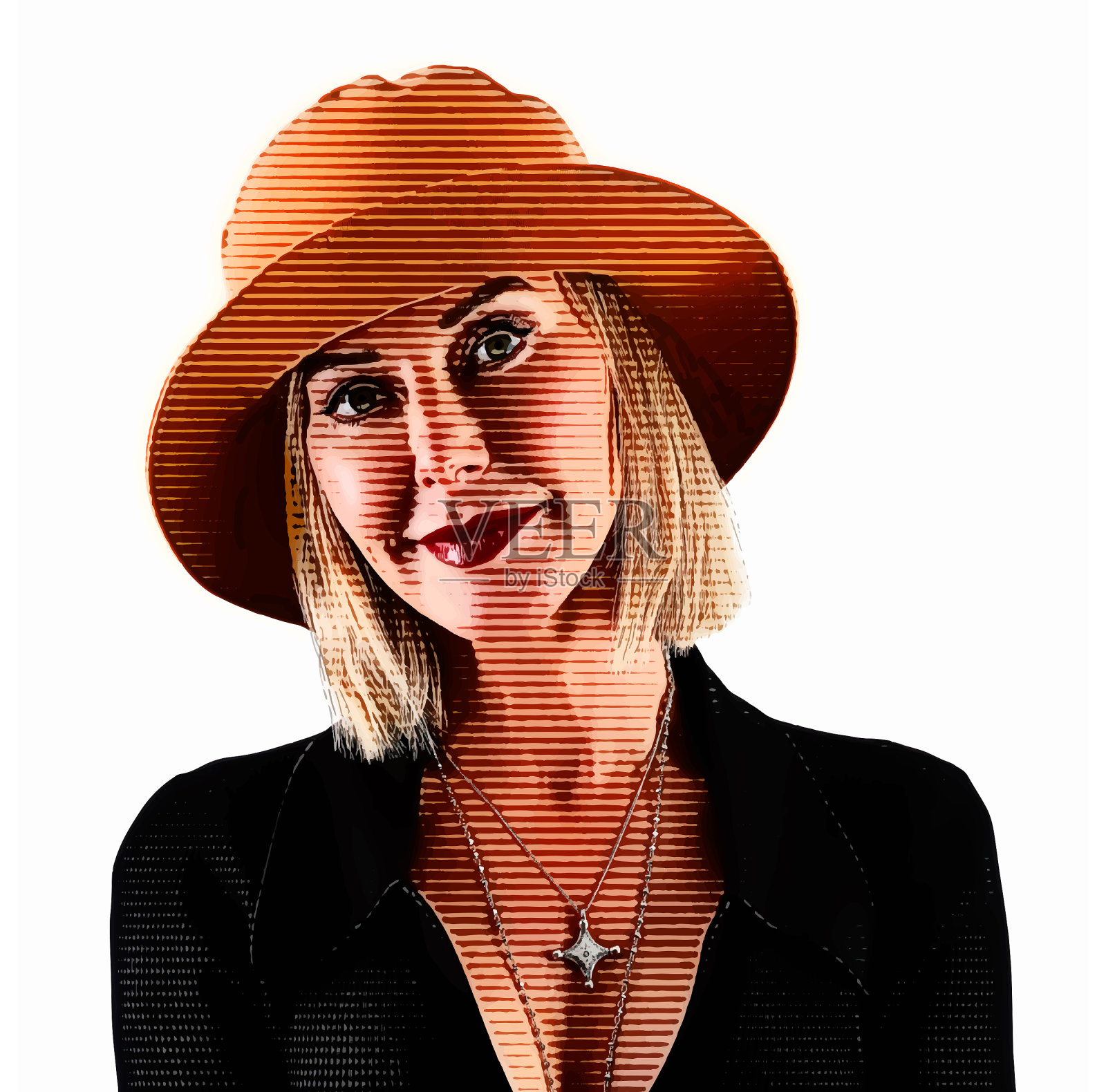 一个美丽的中年女人的肖像插画图片素材