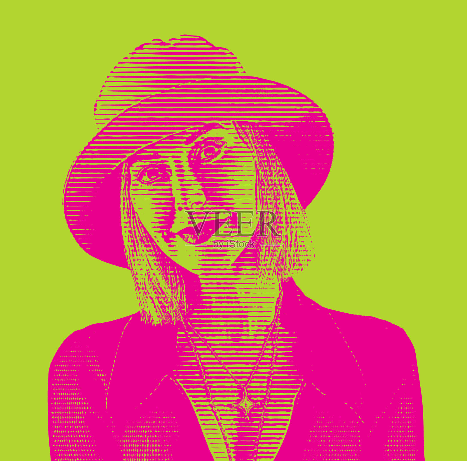 一个美丽的中年女人的肖像插画图片素材