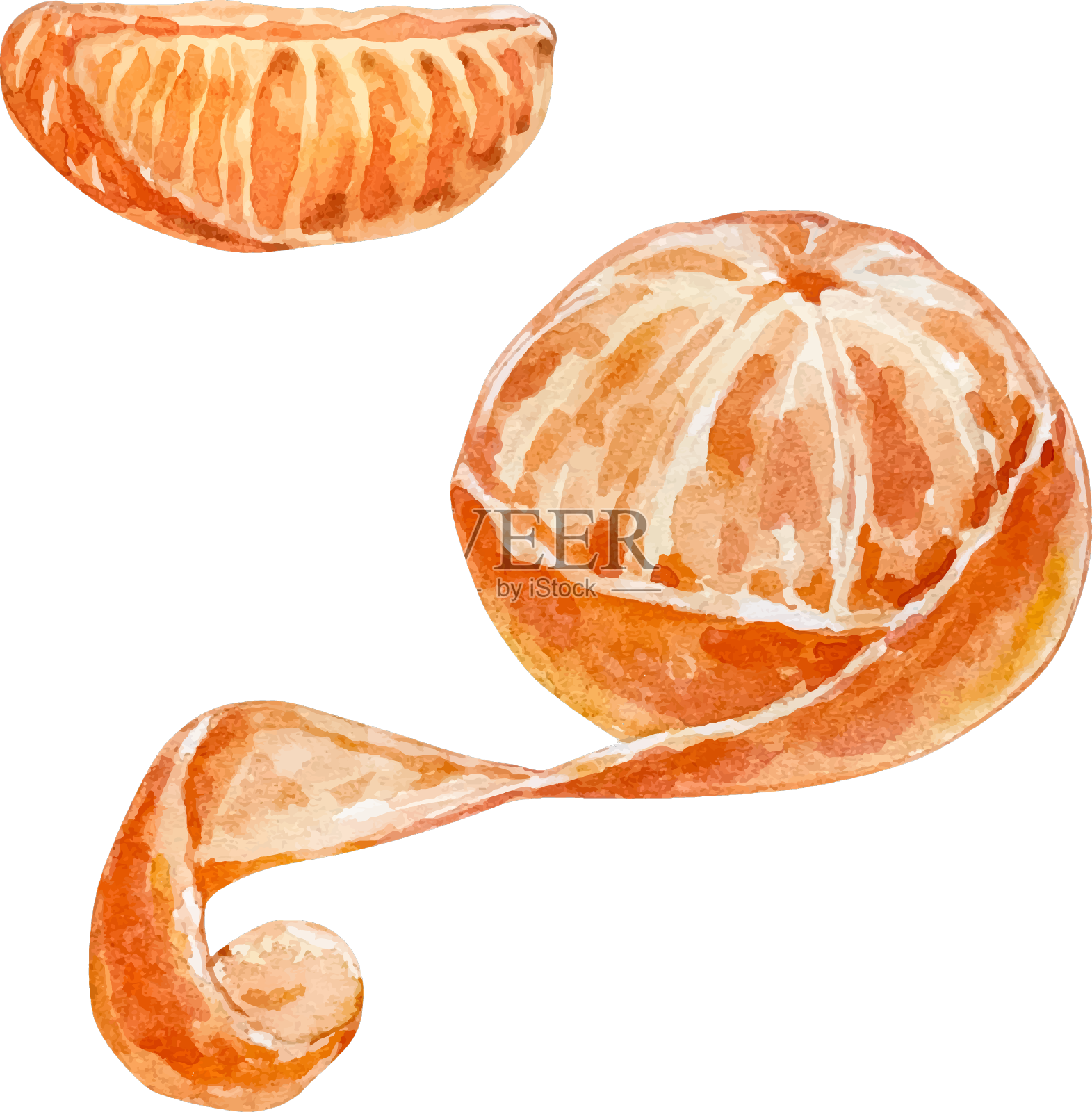 水彩圣诞节的水果橘子设计元素图片