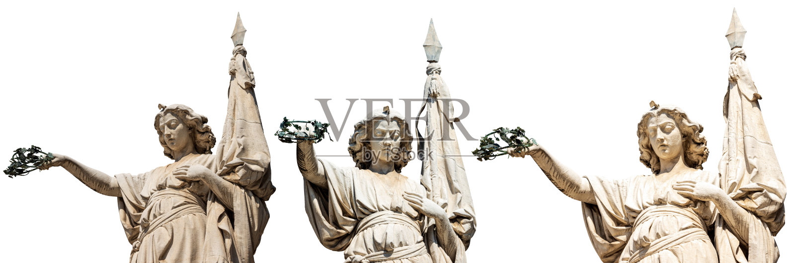 大理石雕像美丽的意大利或贝拉意大利孤立在白色背景-布雷西亚伦巴第意大利照片摄影图片