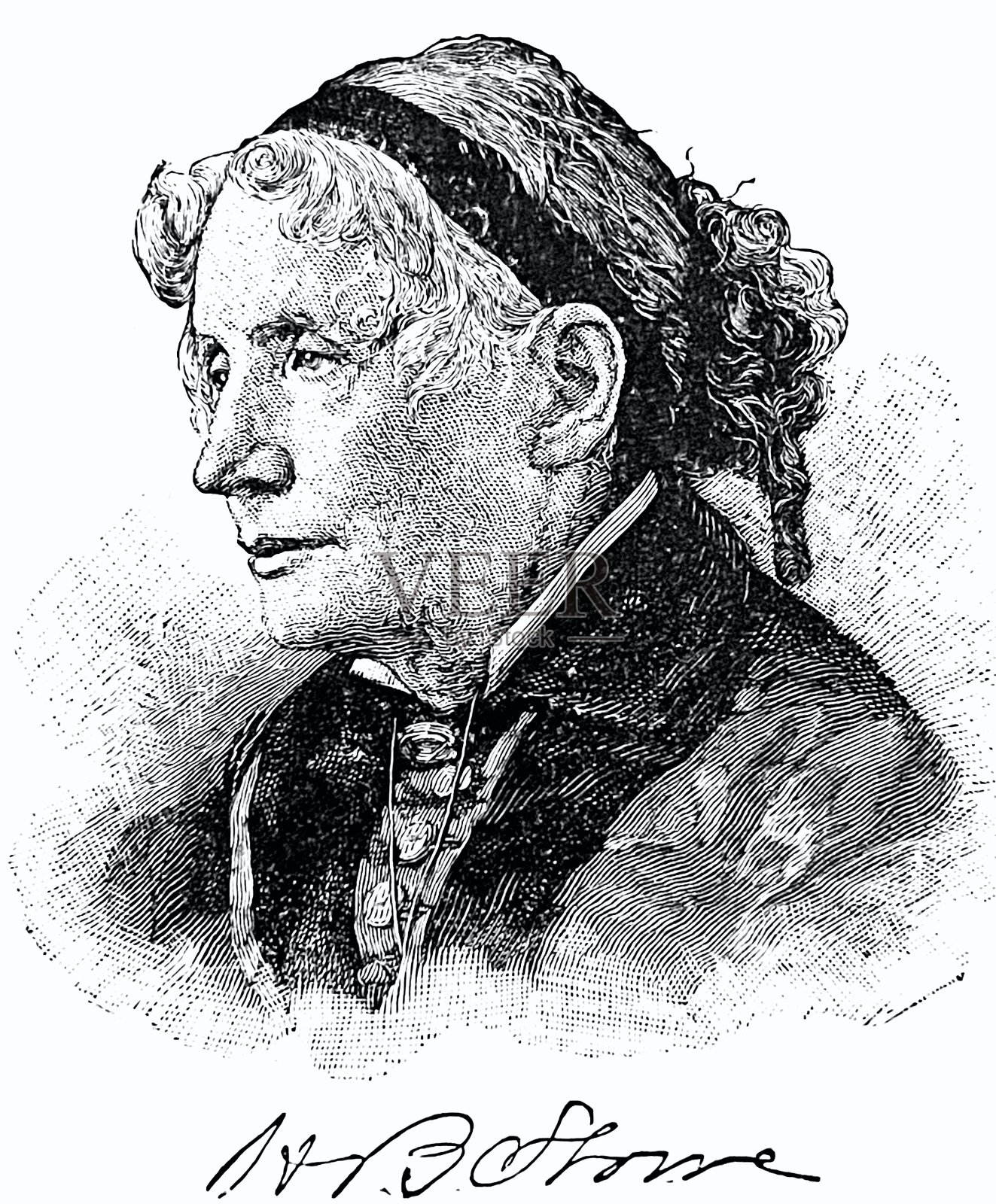 美国作家斯托哈特。比彻插画图片素材