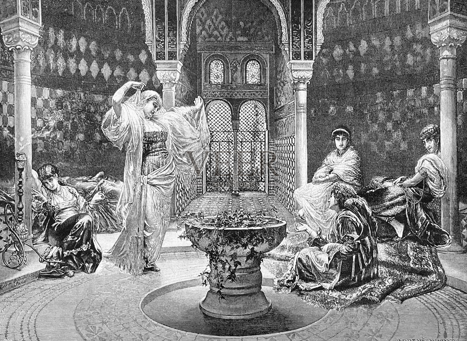 西班牙古格林纳达的后宫插画图片素材