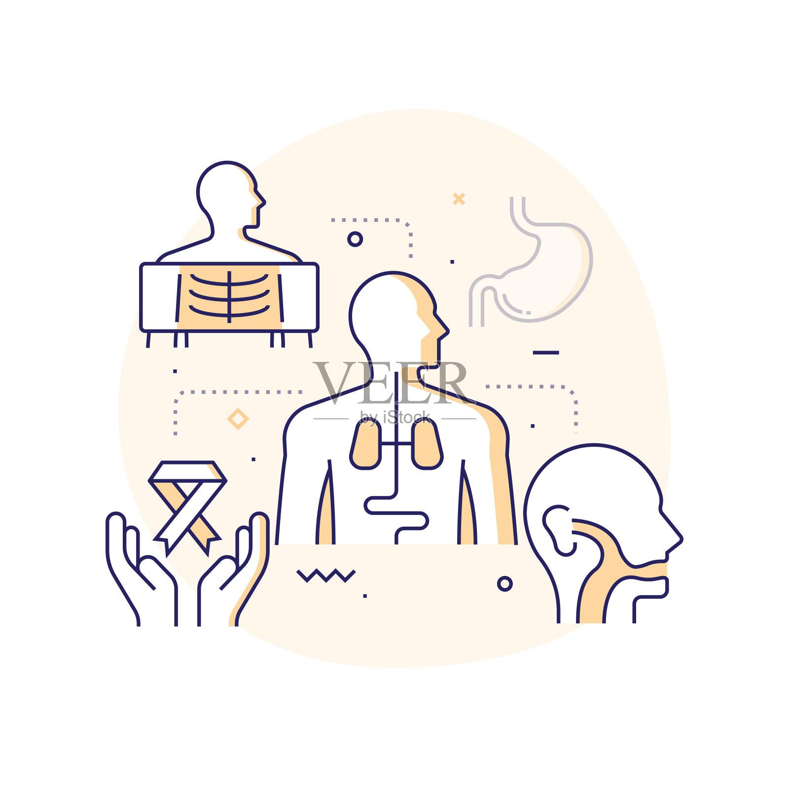 医疗保健和医疗相关的线条图标。向量符号说明。插画图片素材