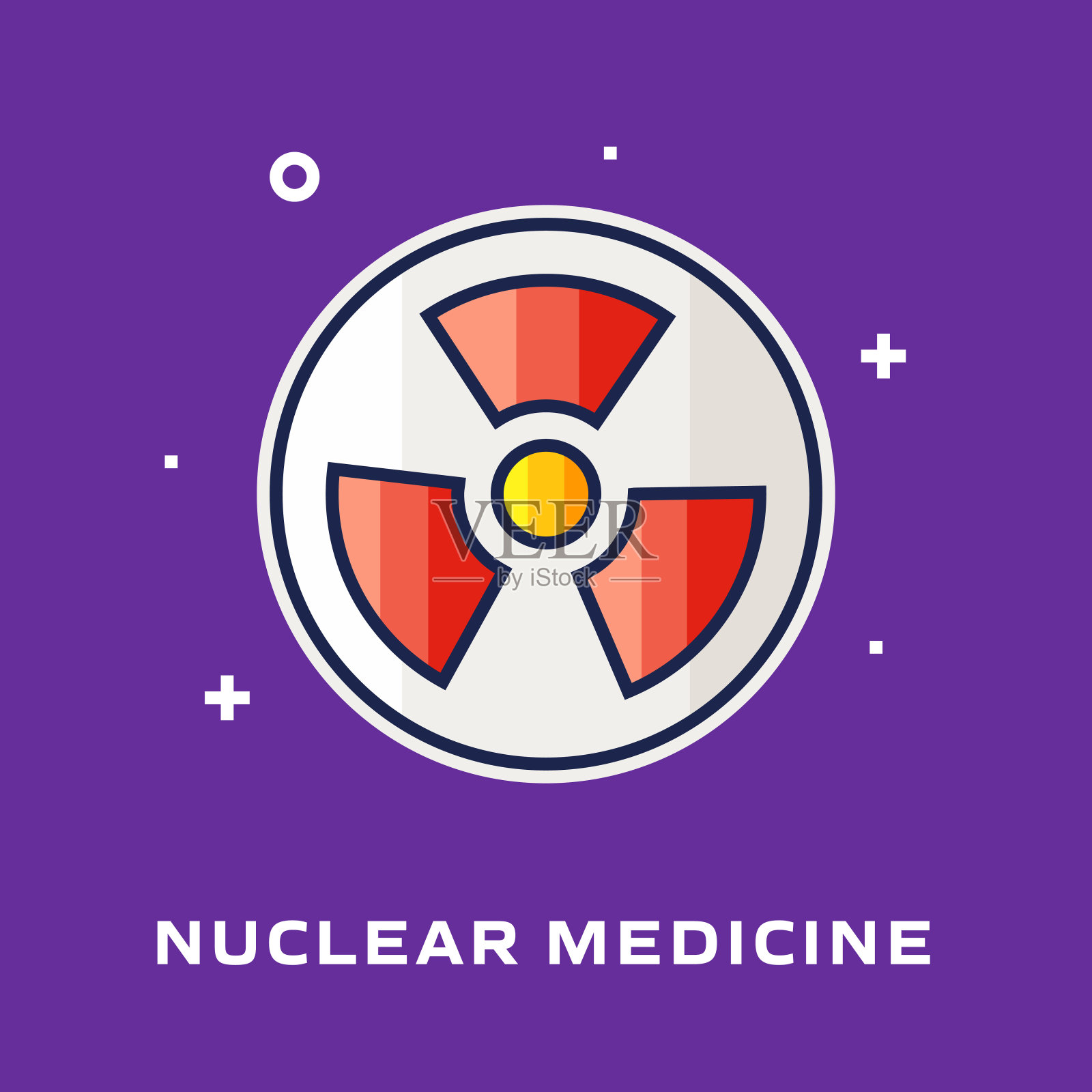 核医学平线图标，轮廓矢量符号插图。插画图片素材