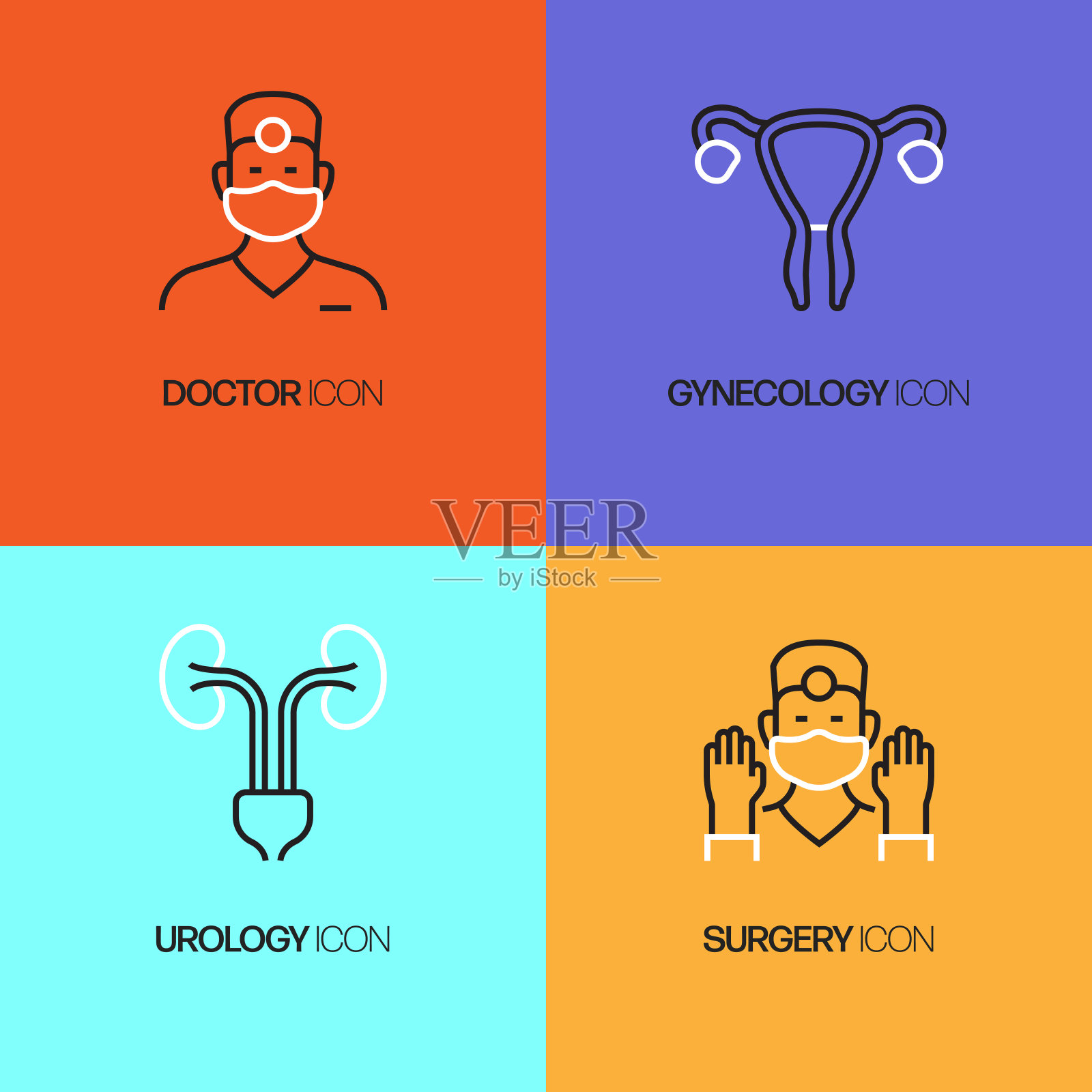 医疗保健和医疗相关线条图标。向量符号说明。插画图片素材