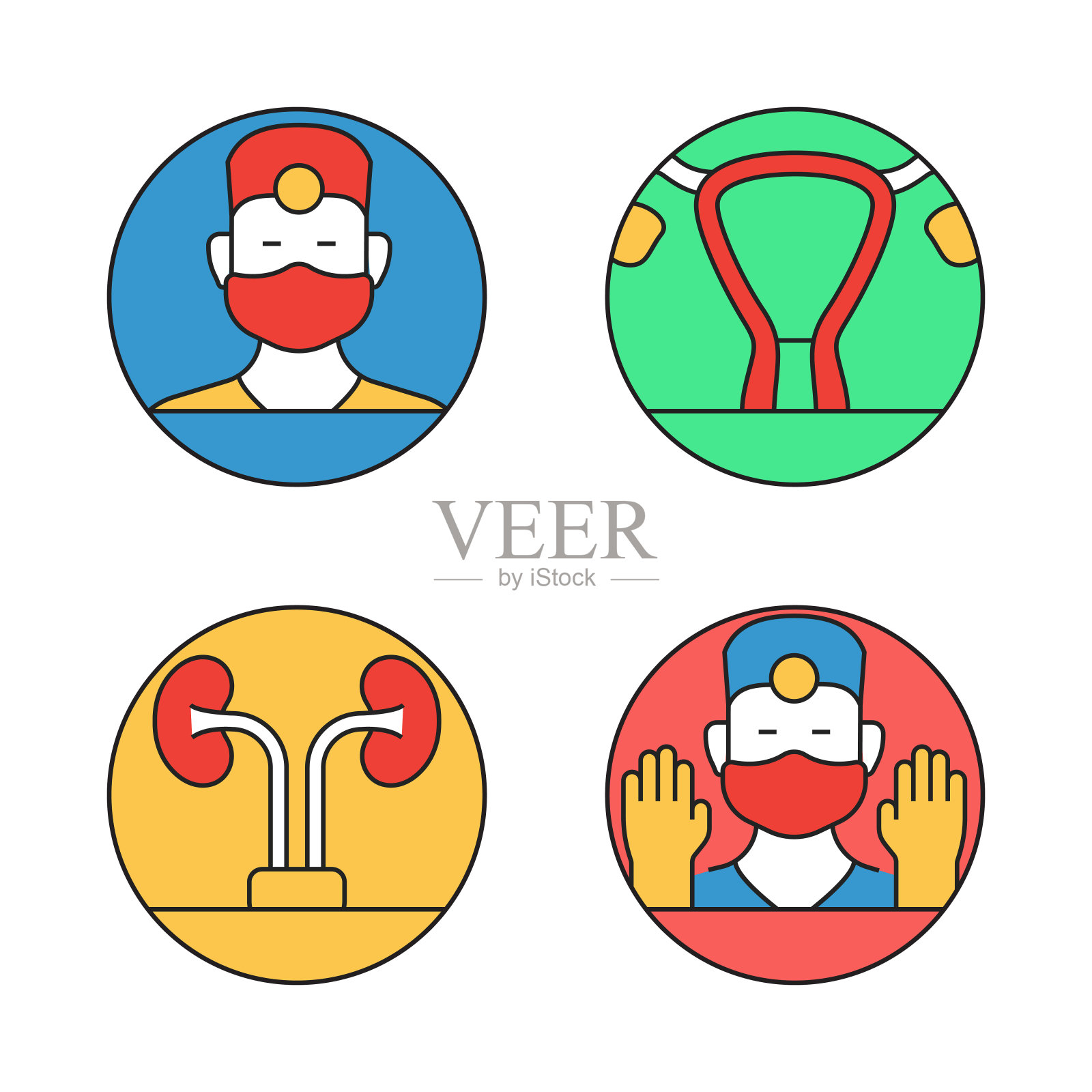 医疗保健和医疗平面线图标，轮廓向量符号插图。插画图片素材