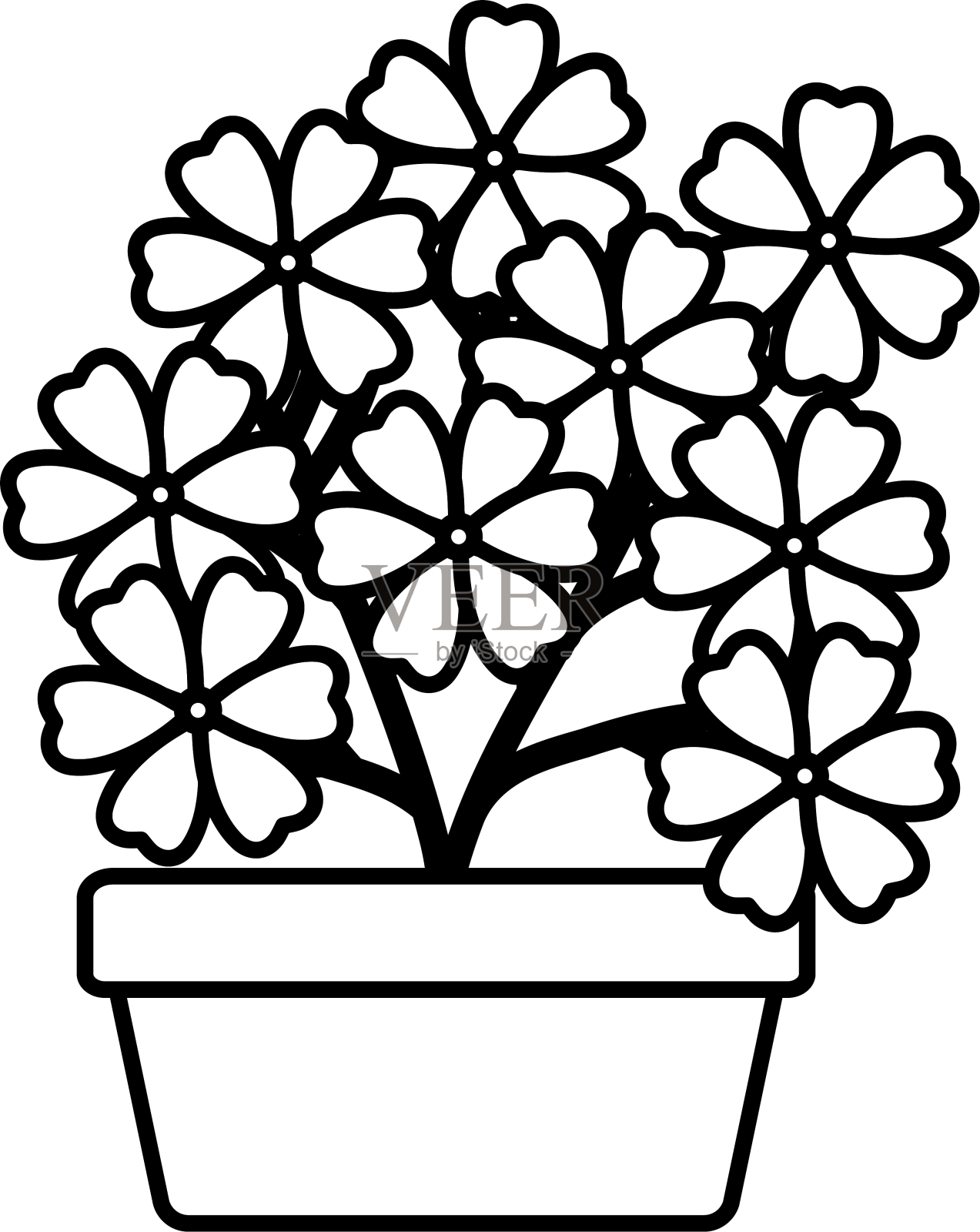 园林花卉以方形陶瓷花盆装饰设计元素图片