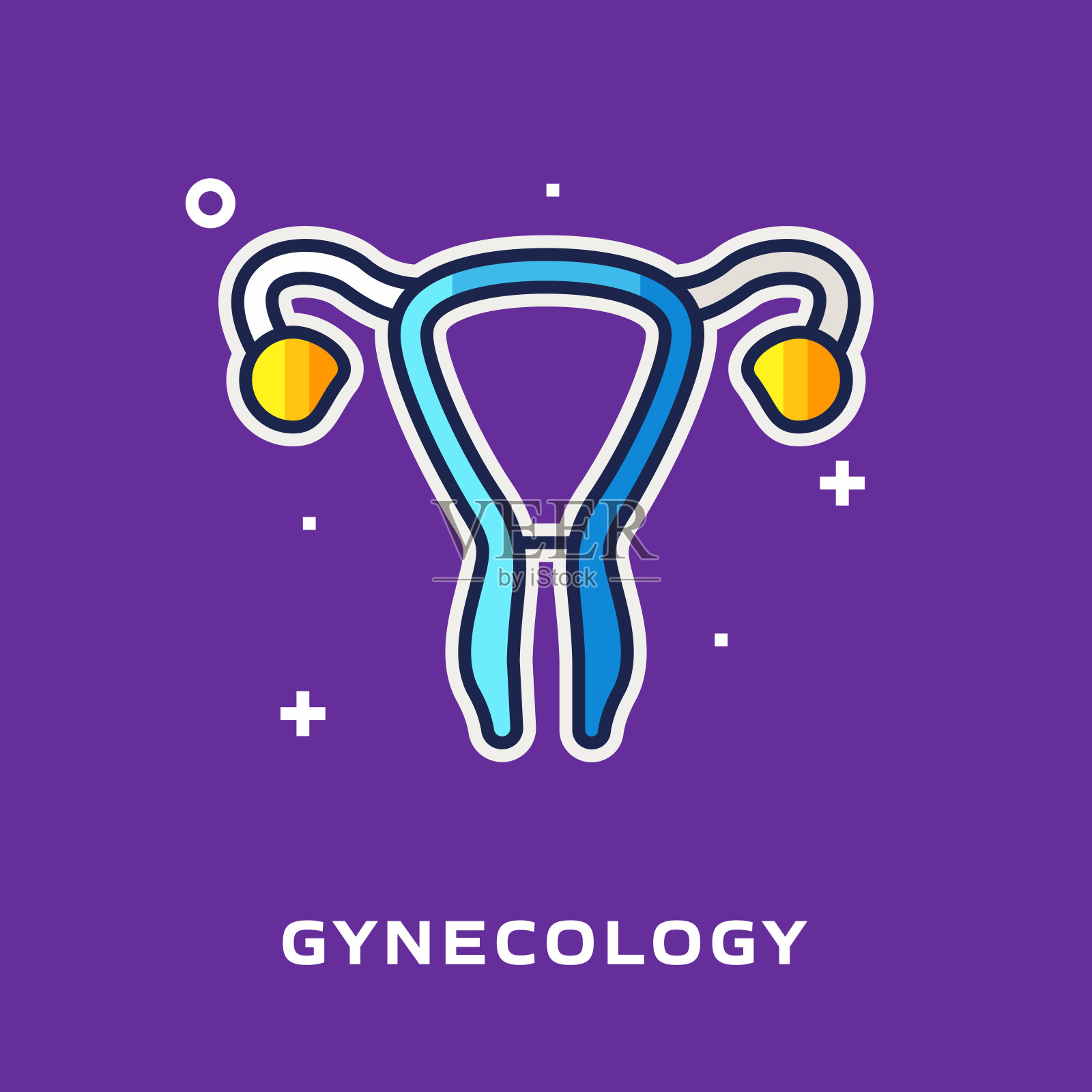 妇科平线图标，轮廓矢量符号插图。插画图片素材