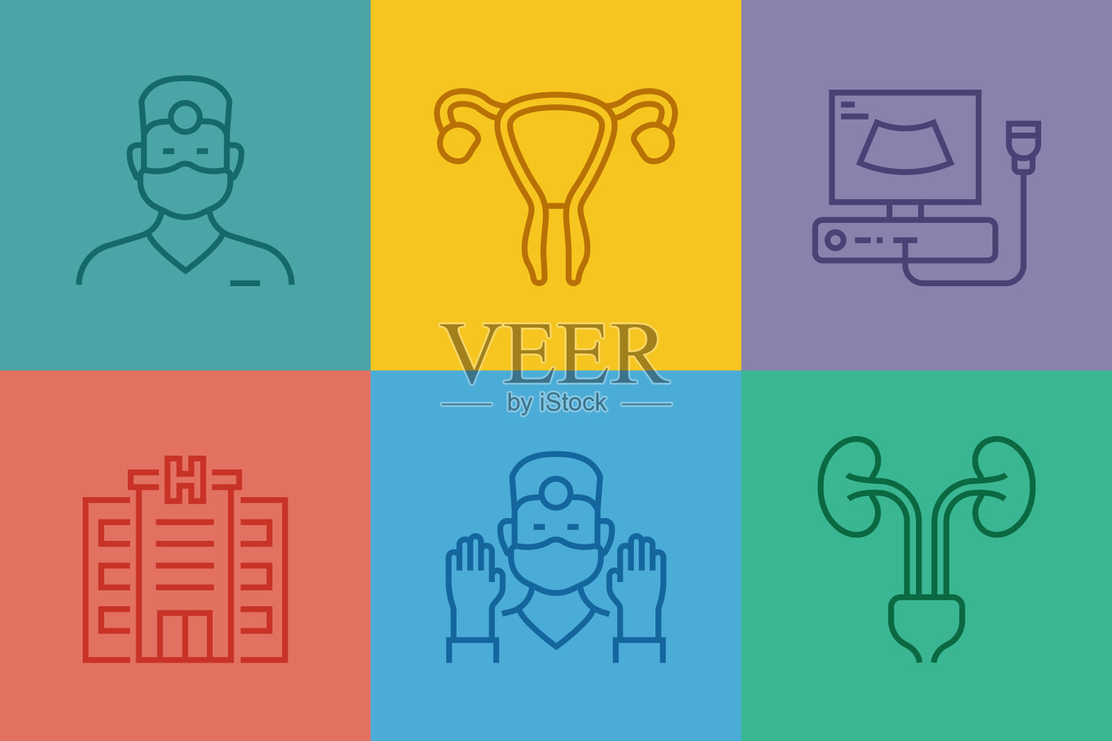 医疗保健和医疗相关线条图标。向量符号说明。插画图片素材