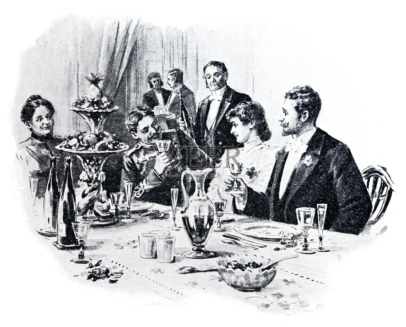 婚宴晚宴插画图片素材