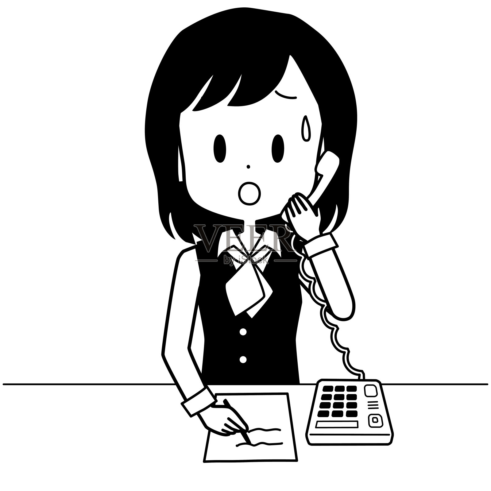 一个接电话时表情不安的职员设计元素图片