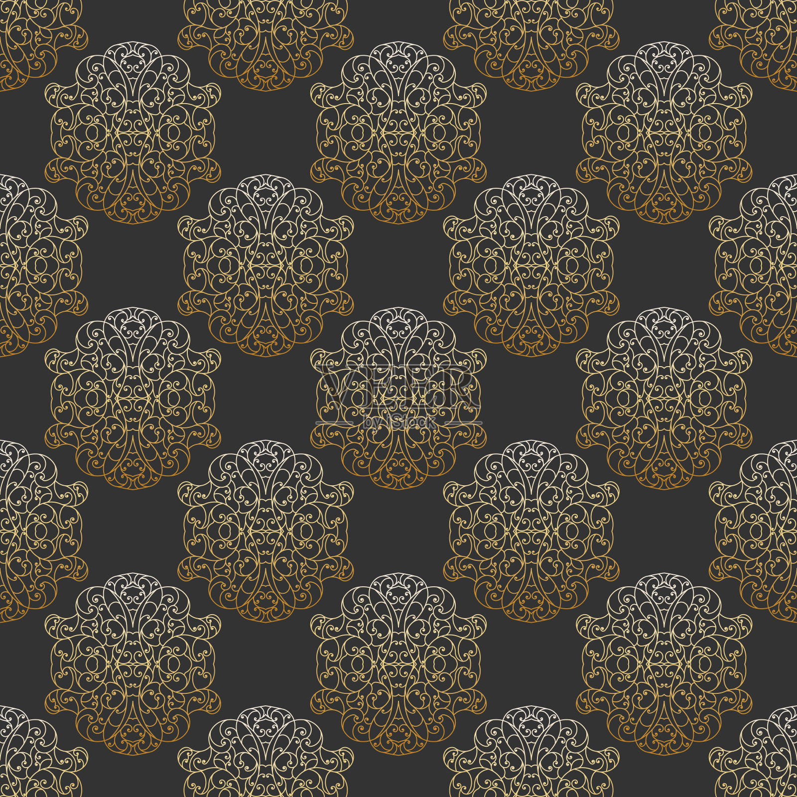 无缝矢量背景与装饰花卉元素。插画图片素材