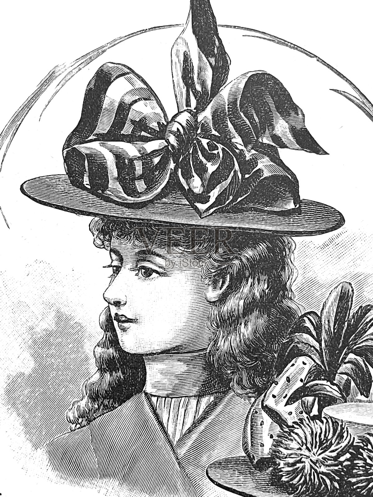 女士展示新的帽子时尚插画图片素材