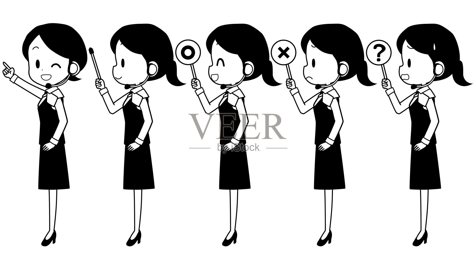 带有指针等的女操作符插画图片素材