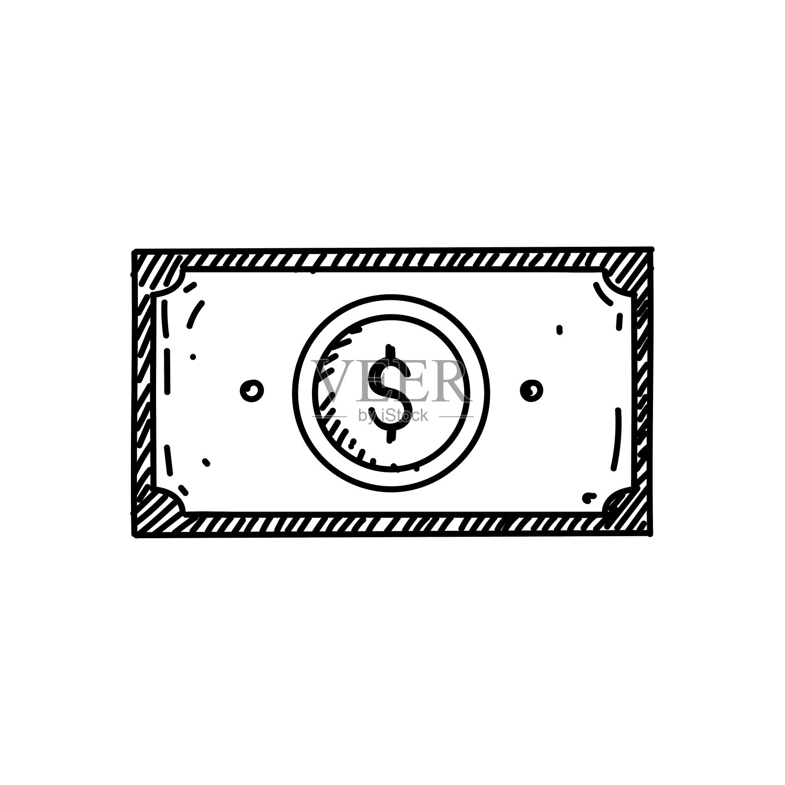 钱线图标，素描设计，像素完美，可编辑的笔画。插画图片素材