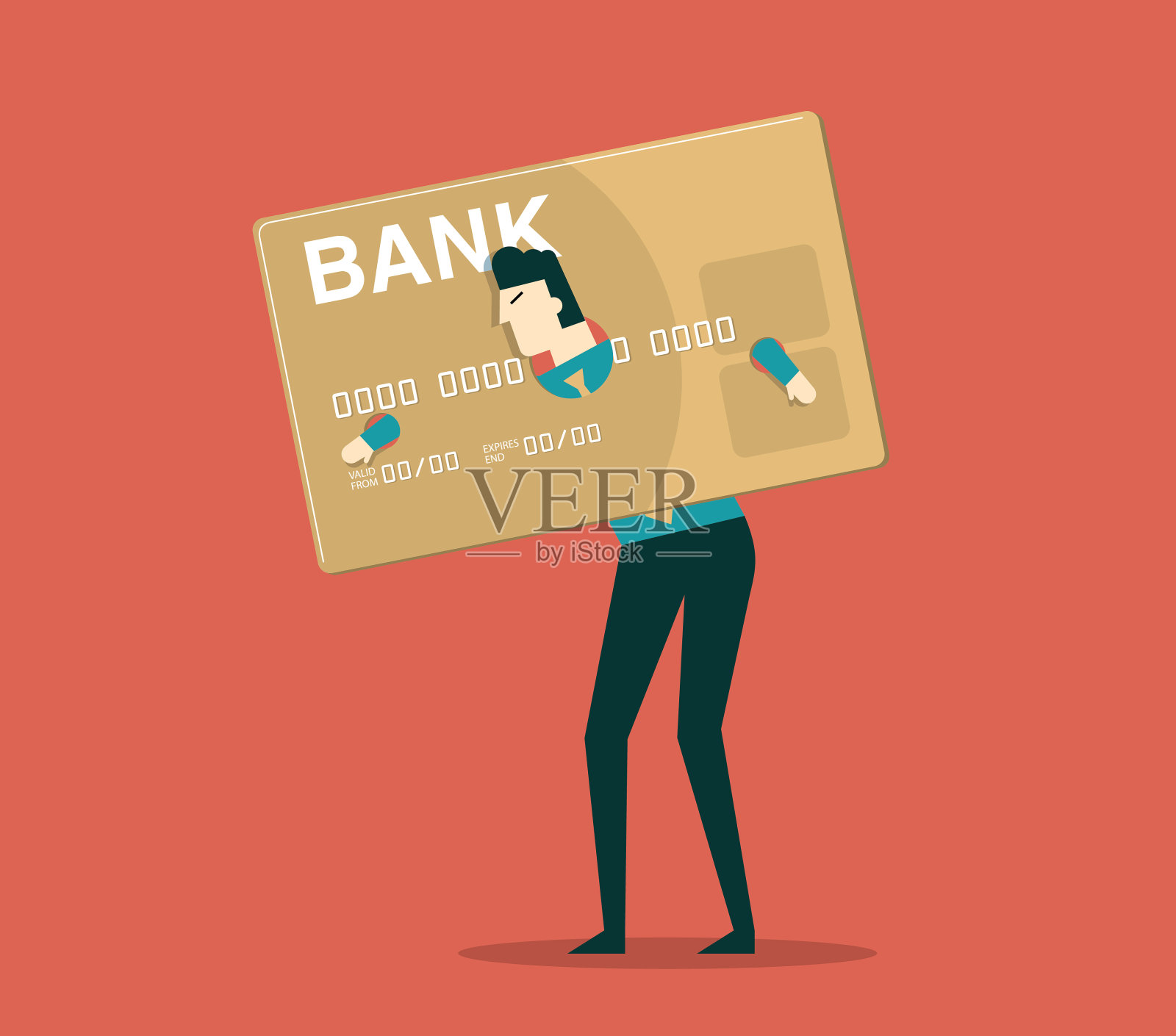 商人与信用卡负担插画图片素材