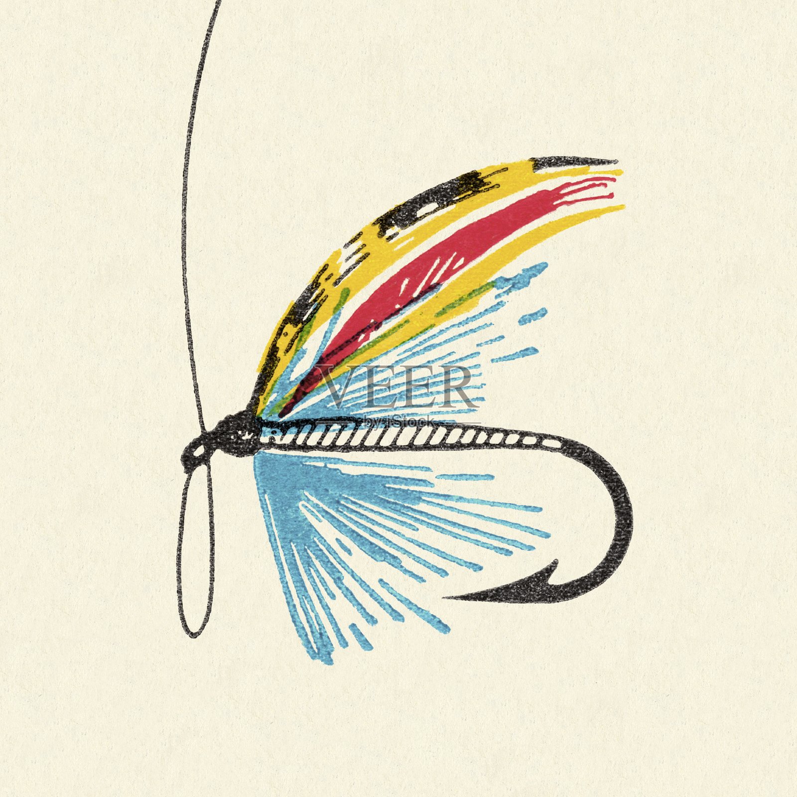 飞蝇钓吸引插画图片素材