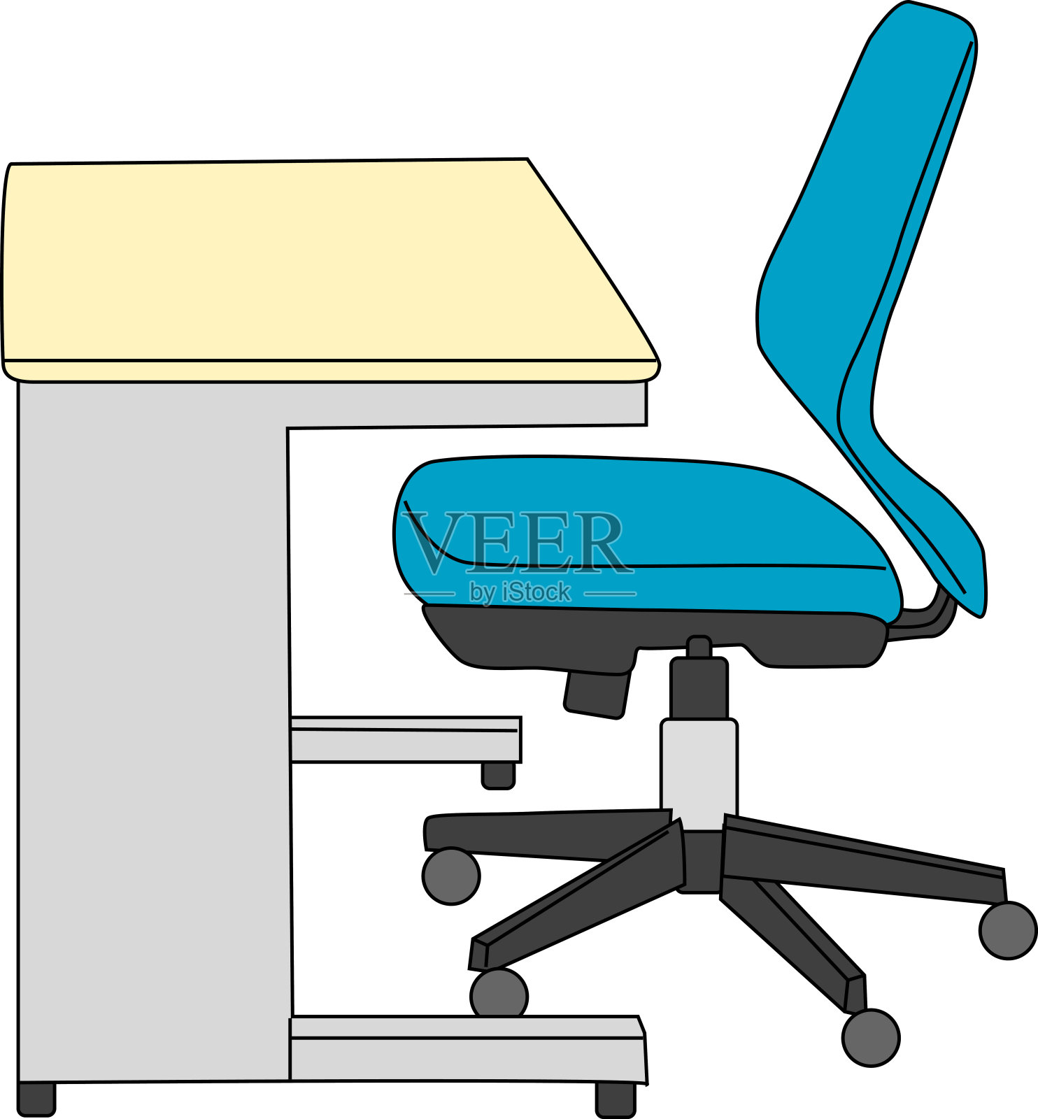 可爱的蓝色椅子和书桌插图材料插画图片素材