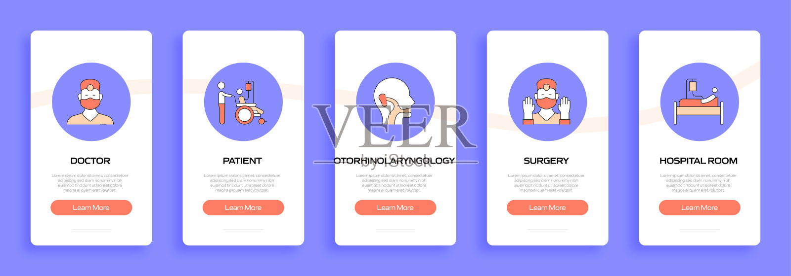 带图标的移动应用程序页面屏幕。UI设计模板矢量插图插画图片素材