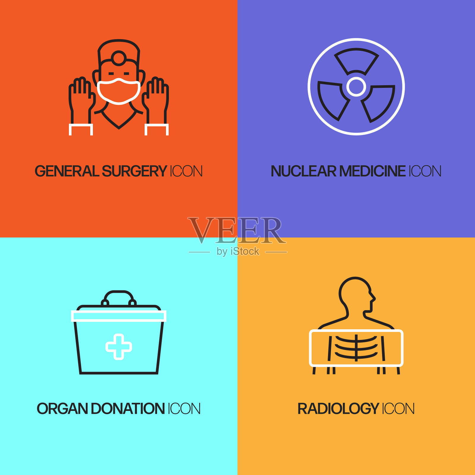 医疗保健和医疗相关的线条图标。向量符号说明。插画图片素材