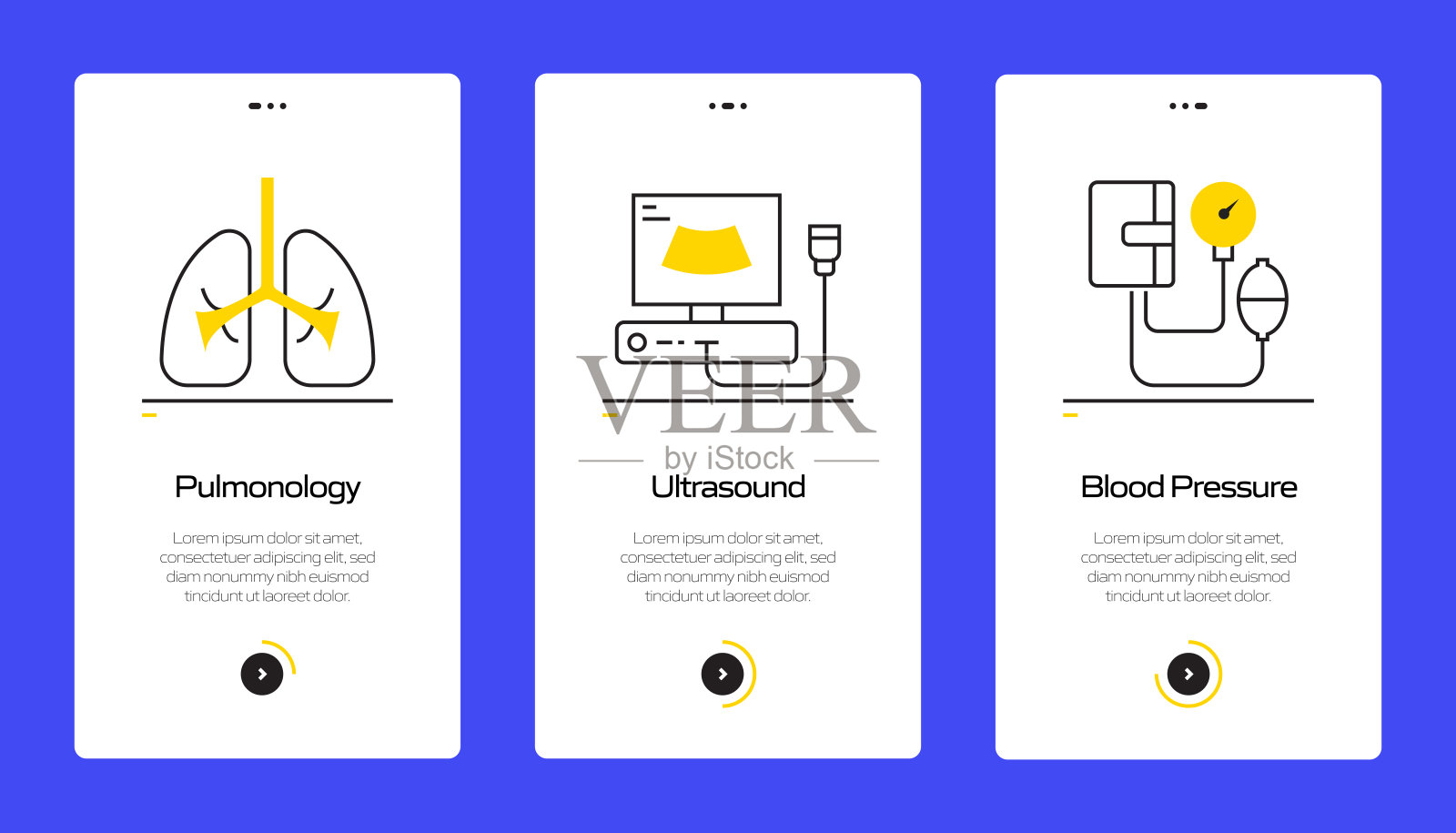 带图标的移动应用程序页面屏幕。UI设计模板矢量插图插画图片素材