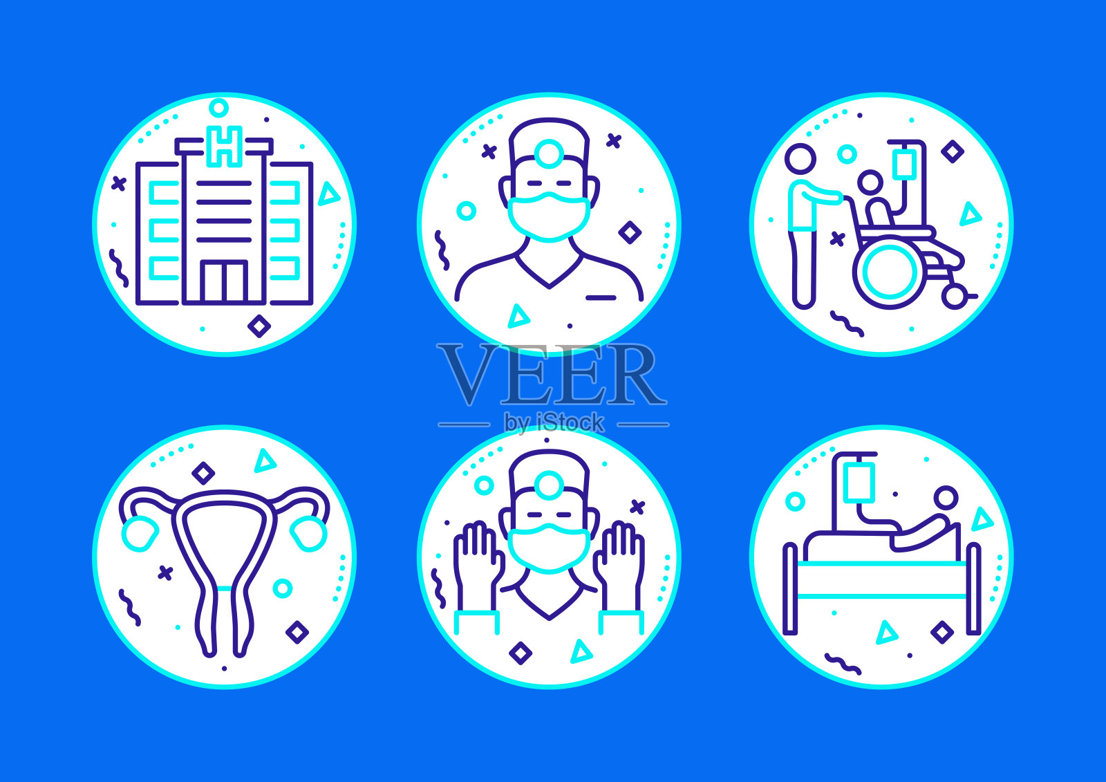 医疗保健和医疗相关的线条图标。向量符号说明。插画图片素材