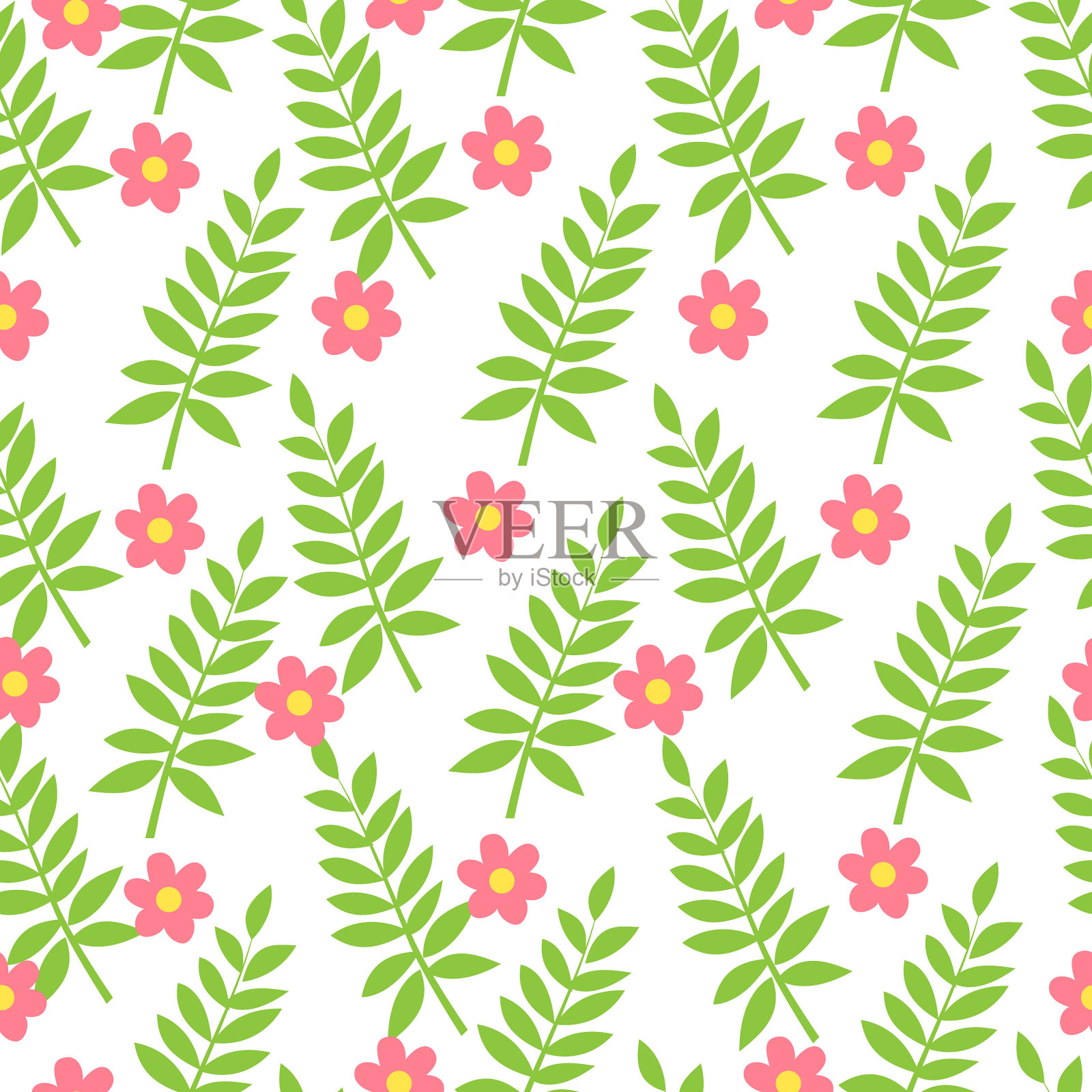 花无缝图案。插画图片素材