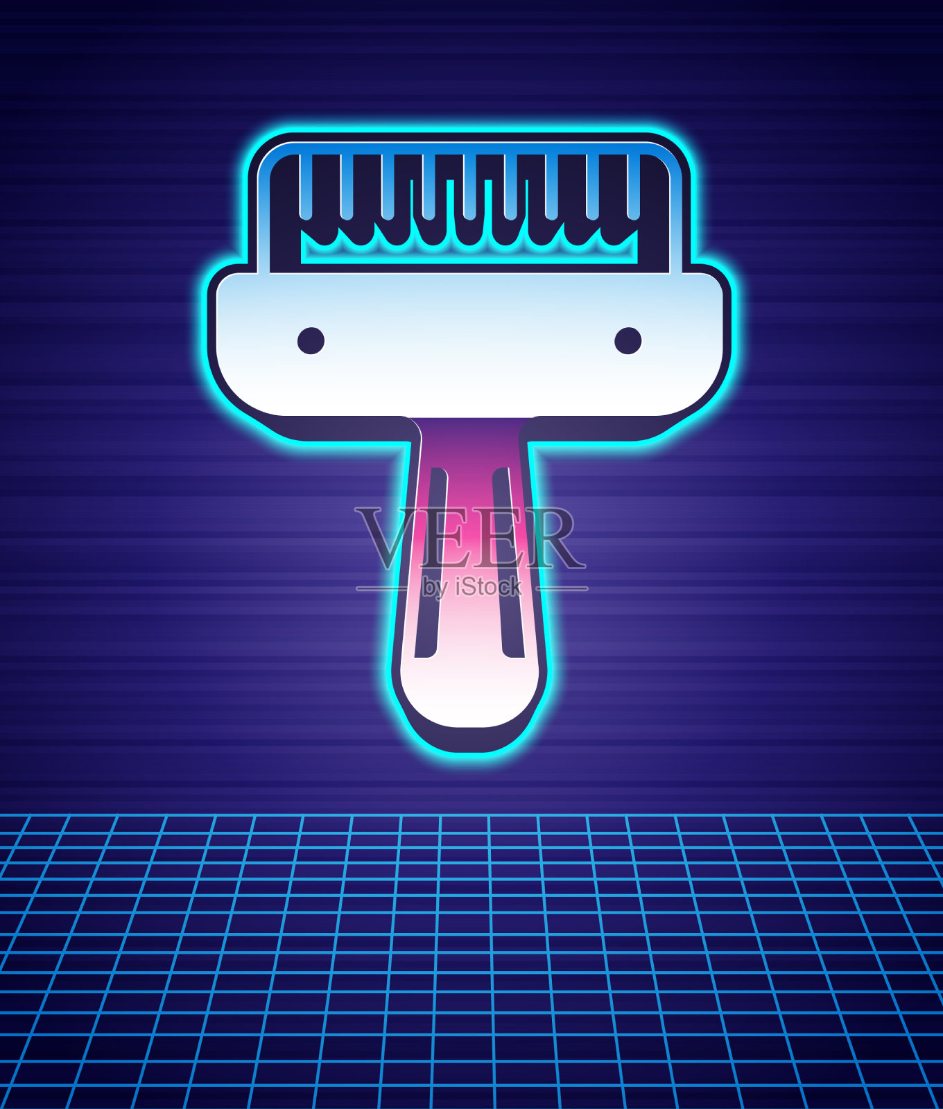 复古风格的毛刷的狗和猫图标插画图片素材