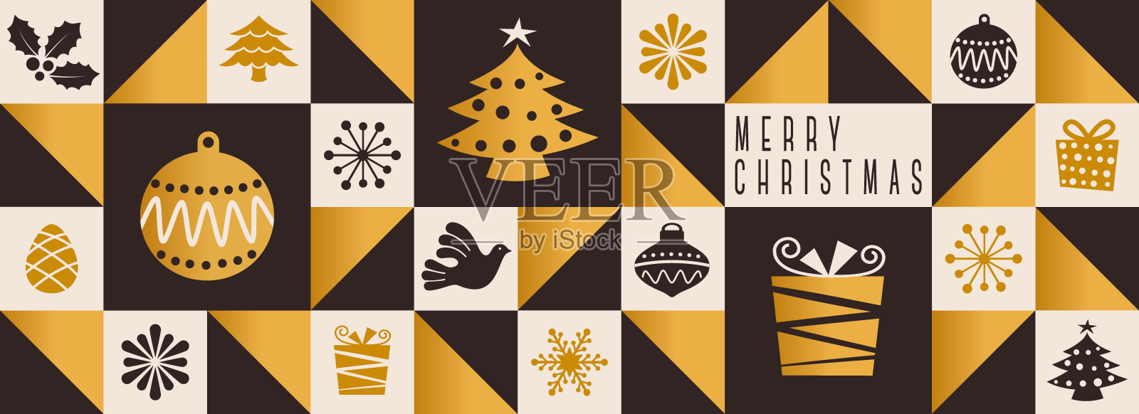 几何圣诞标题黄金和黑色- v3插画图片素材