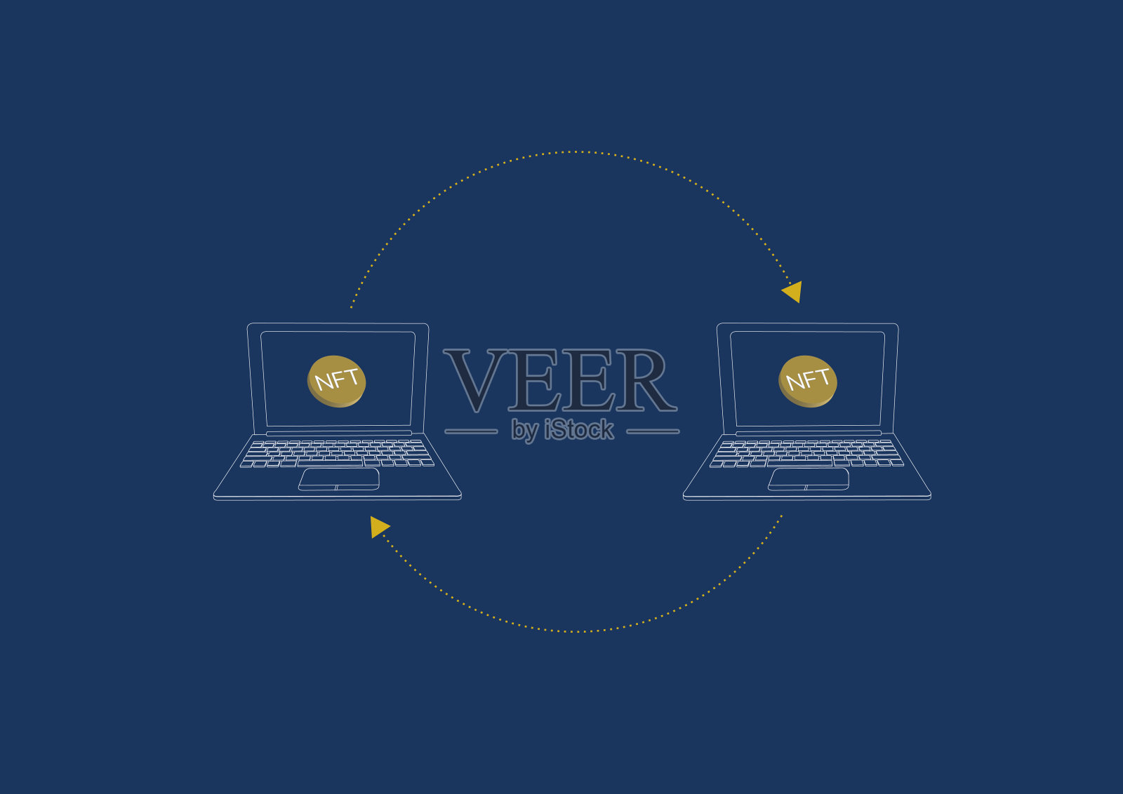 使用非功能性支付的笔记本电脑。Cryptocurrency。虚拟货币。网络插画图片素材