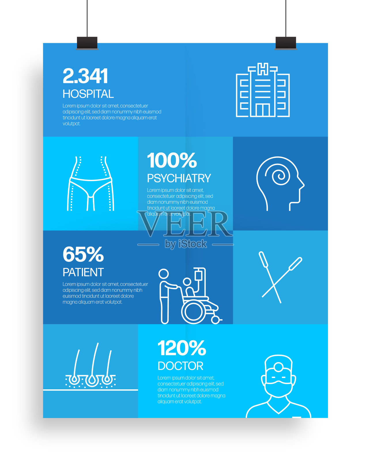 医疗保健和医疗相关流程信息图表模板。过程时间图。带有线性图标的工作流布局插画图片素材