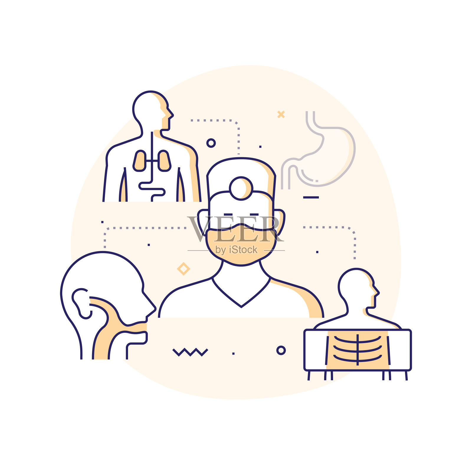 医疗保健和医疗相关线条图标。向量符号说明。插画图片素材