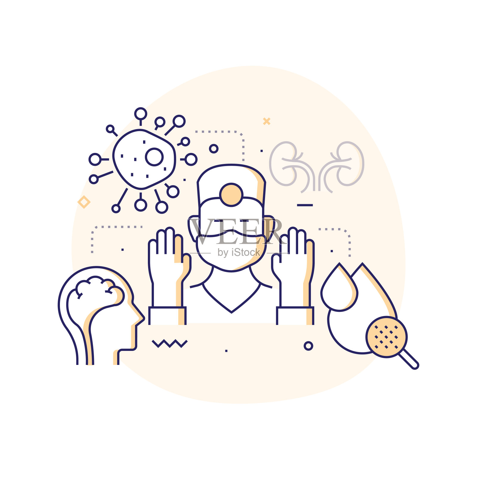 医疗保健和医疗相关的线条图标。向量符号说明。插画图片素材