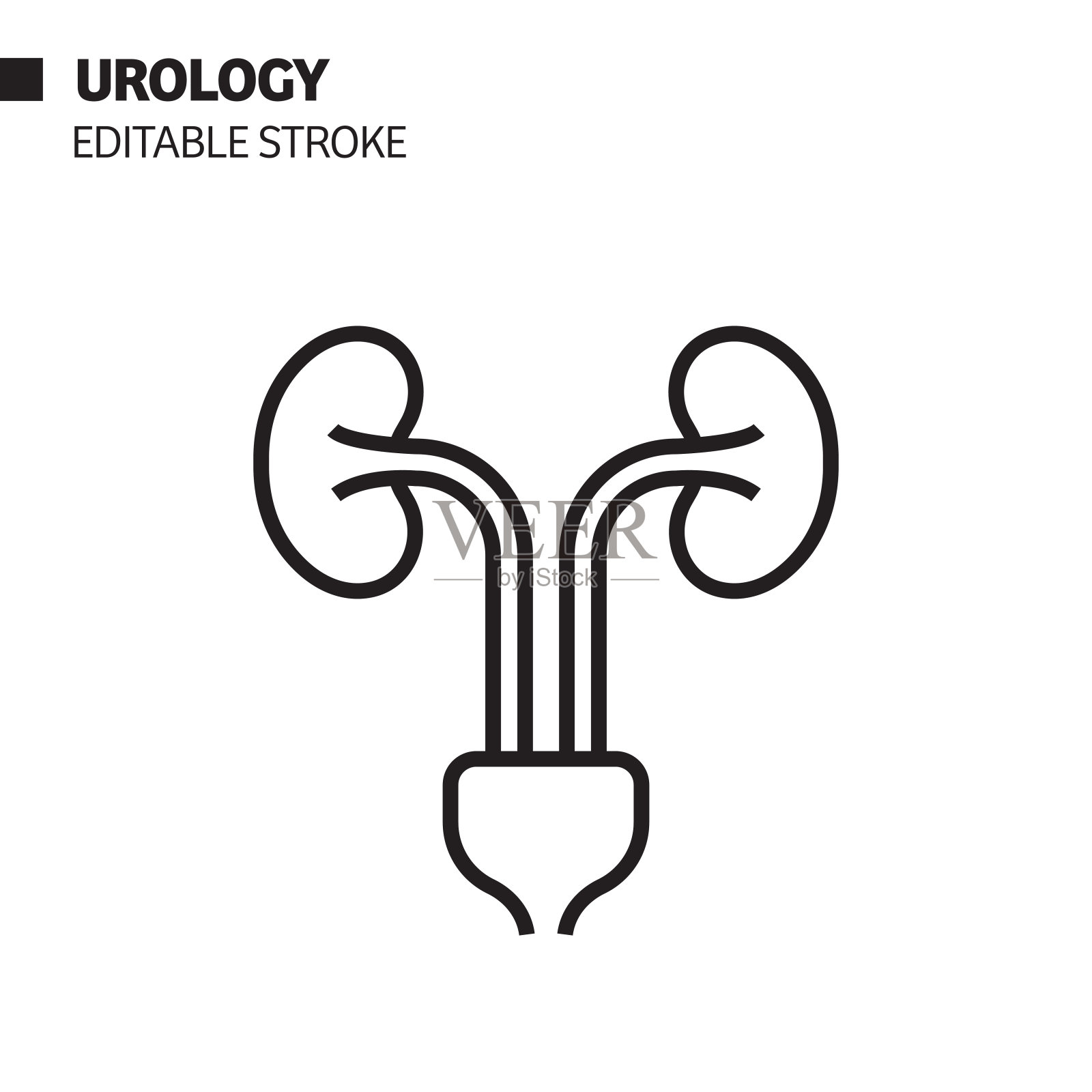泌尿科线图标，轮廓矢量符号插图。插画图片素材