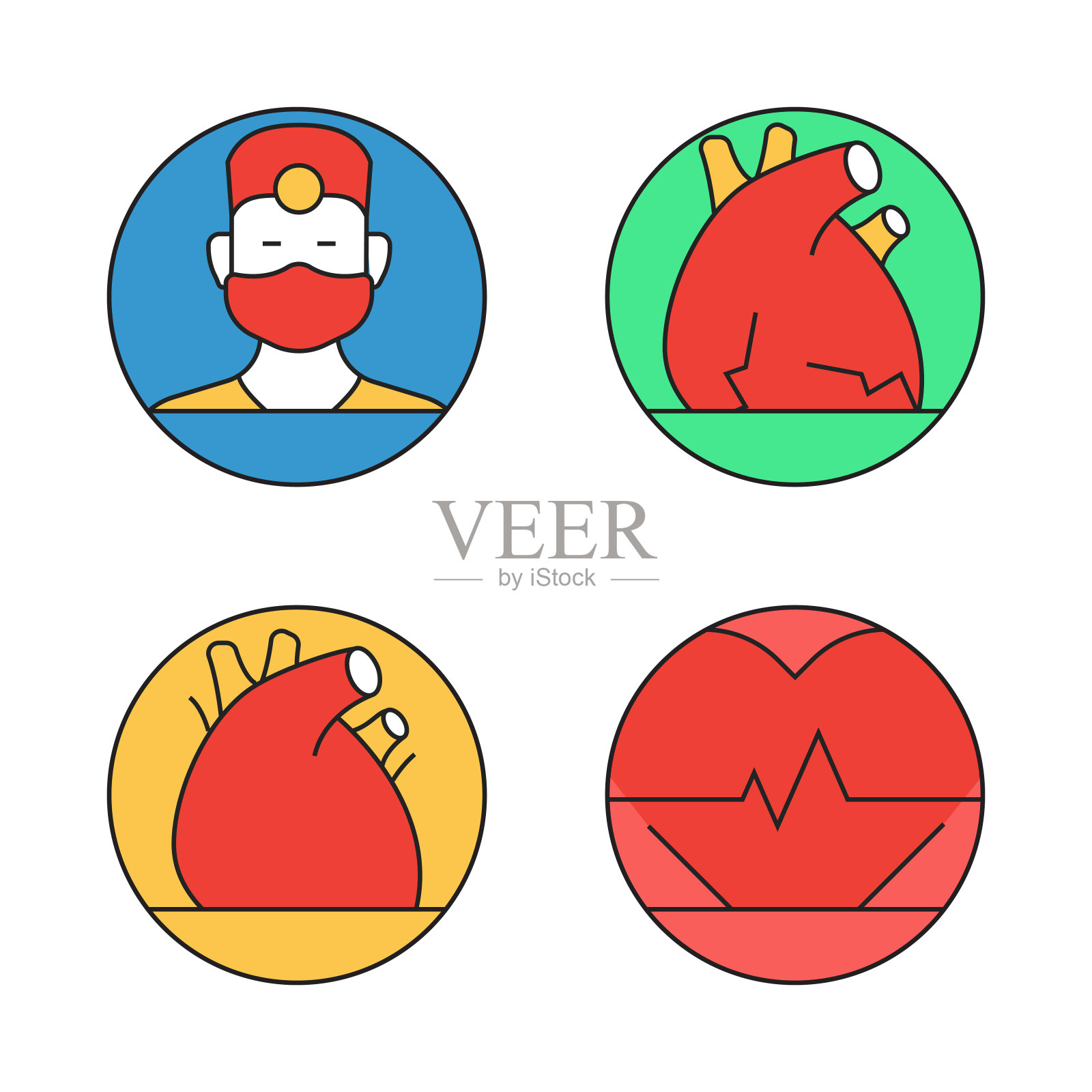 医疗保健和医疗平面线图标，轮廓向量符号插图。插画图片素材