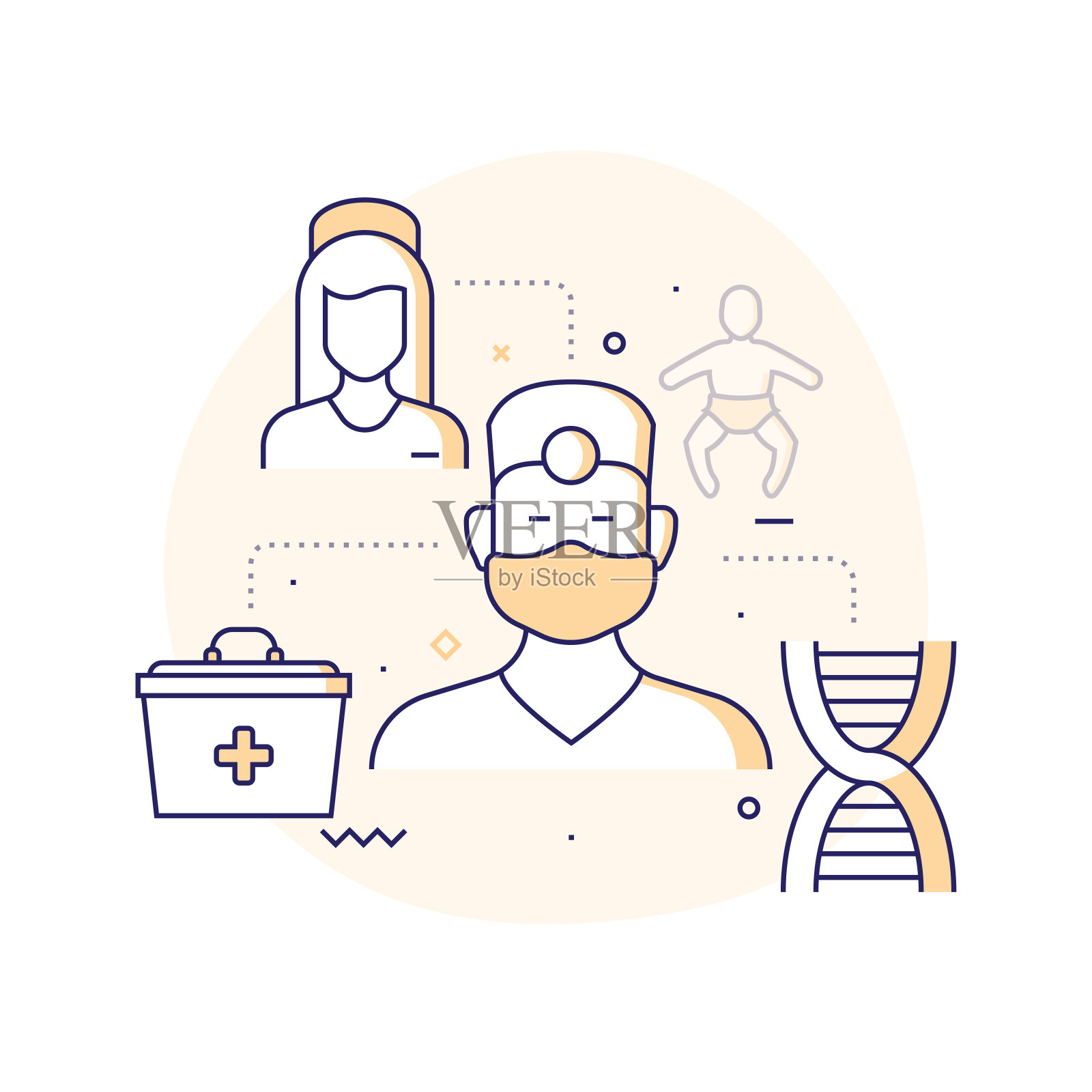 医疗保健和医疗相关的线条图标。向量符号说明。插画图片素材