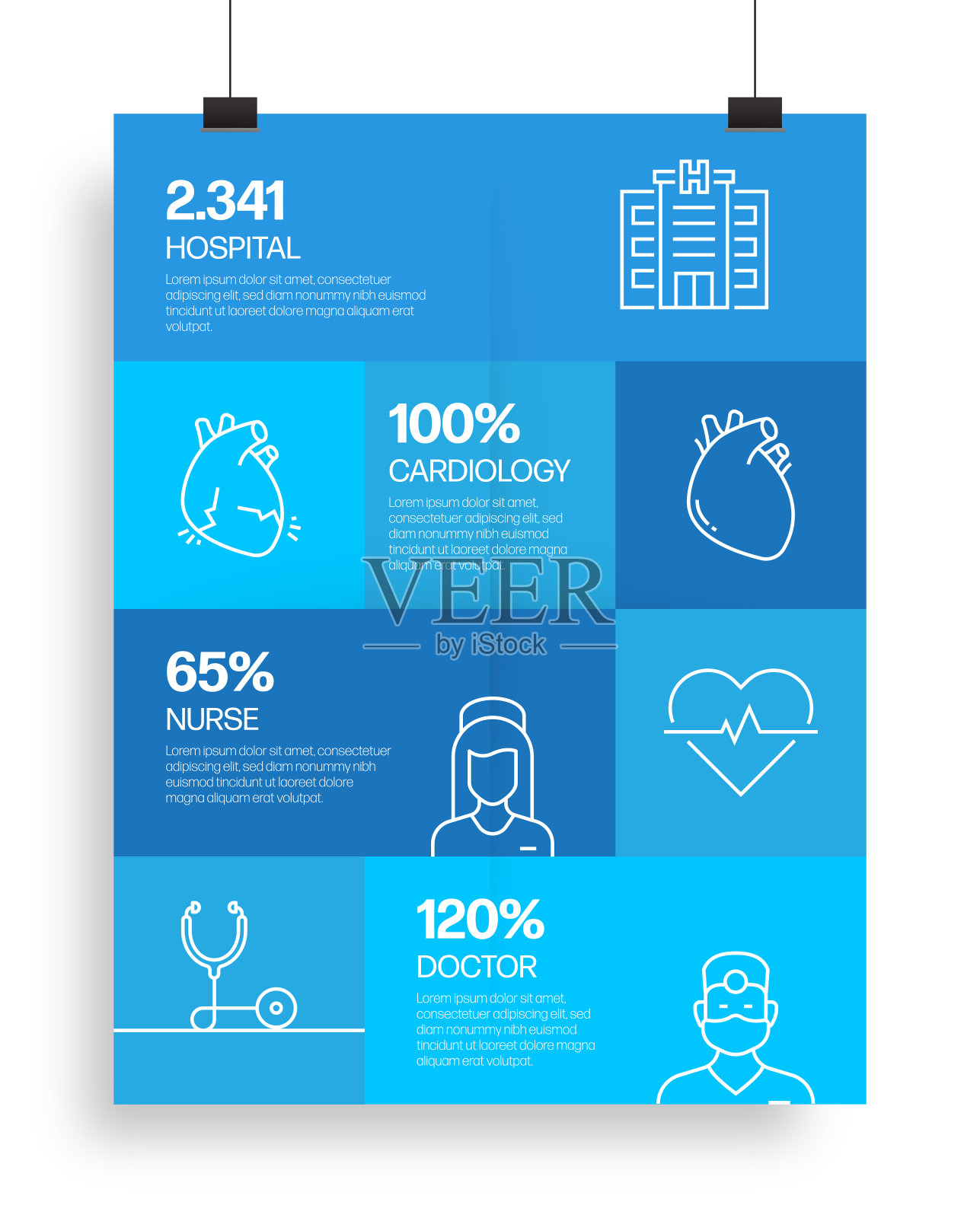 医疗保健和医疗相关流程信息图表模板。过程时间图。带有线性图标的工作流布局插画图片素材