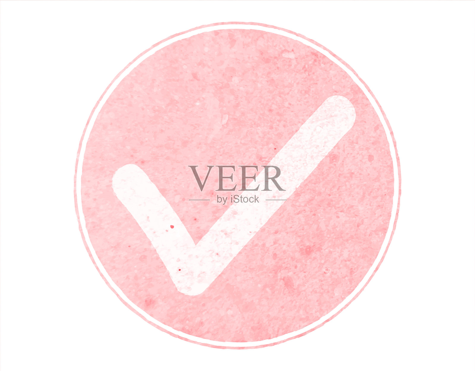 水平的，软的，褪色的，粉红色的，带点的，带勾的，标记的符号或符号，在白色矢量背景的，有边框的，淡色的桃色圆圈内圈出插画图片素材