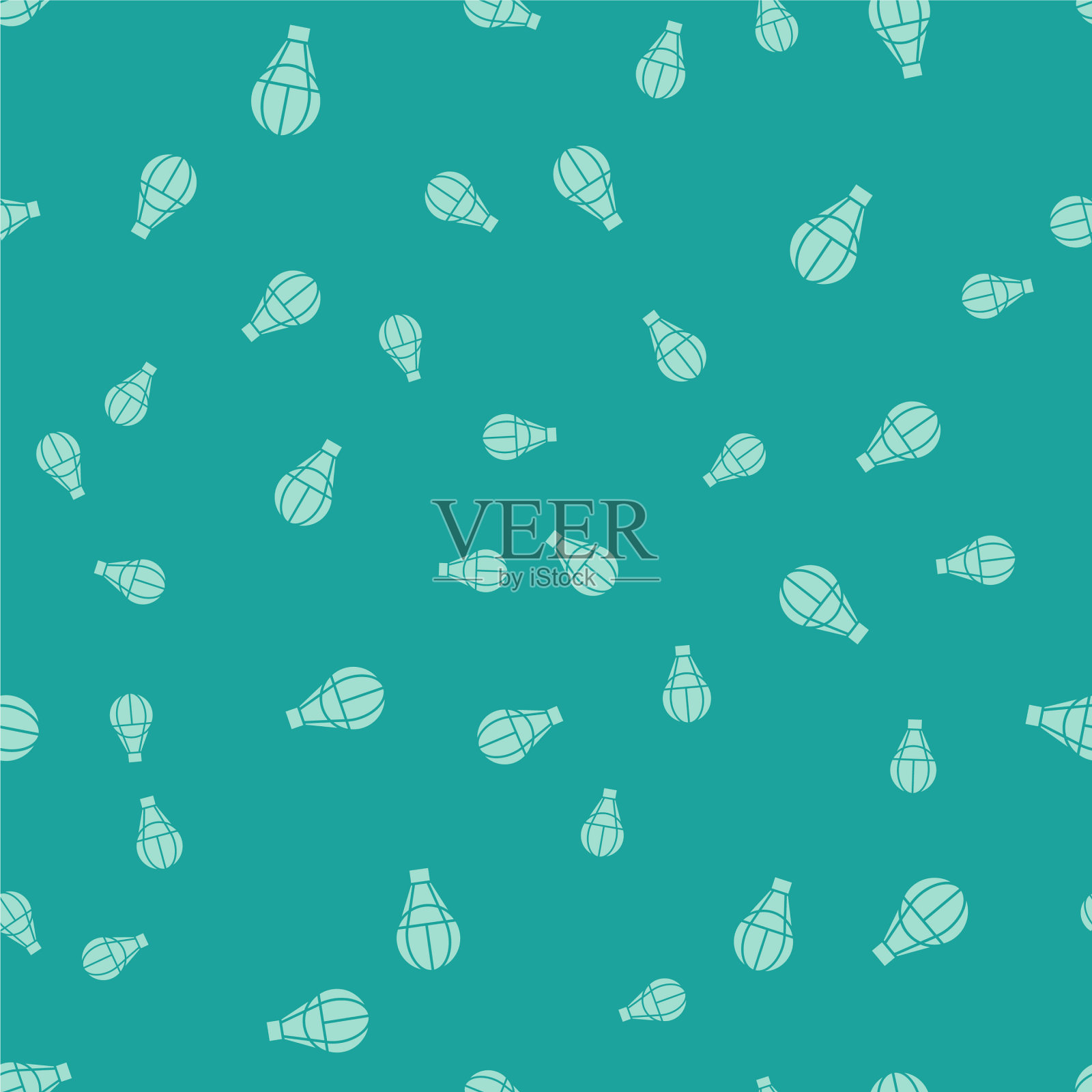 绿色热气球图标分离无缝插画图片素材