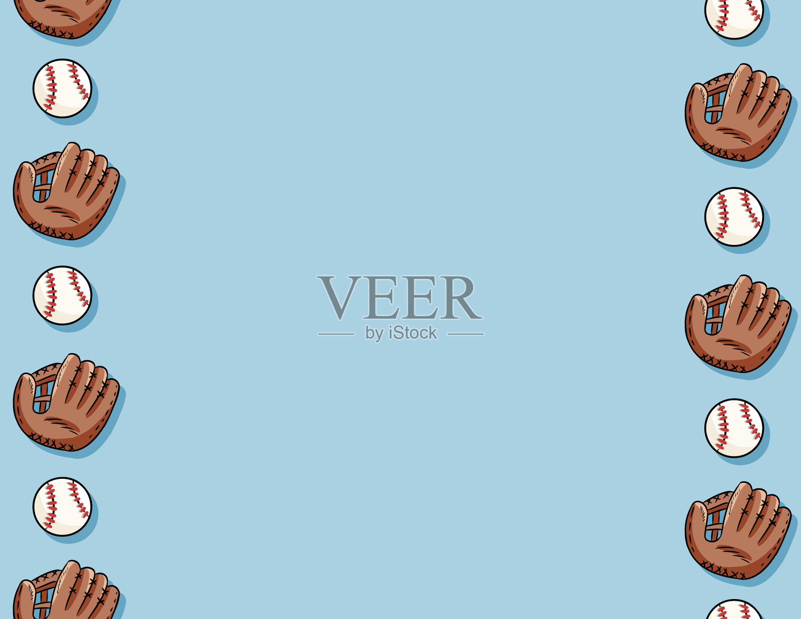 棒球和手套无缝图案字母插画图片素材