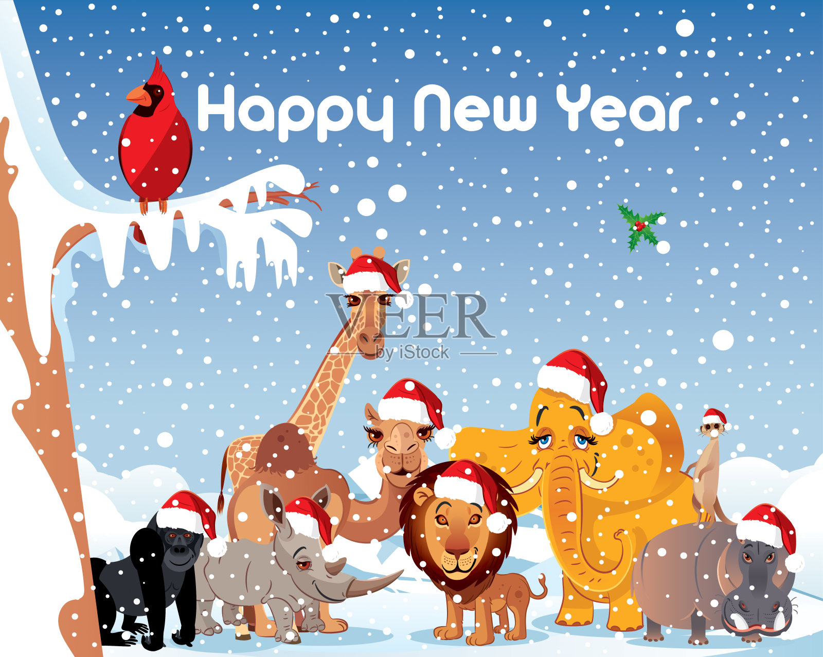 快乐的新年插画图片素材