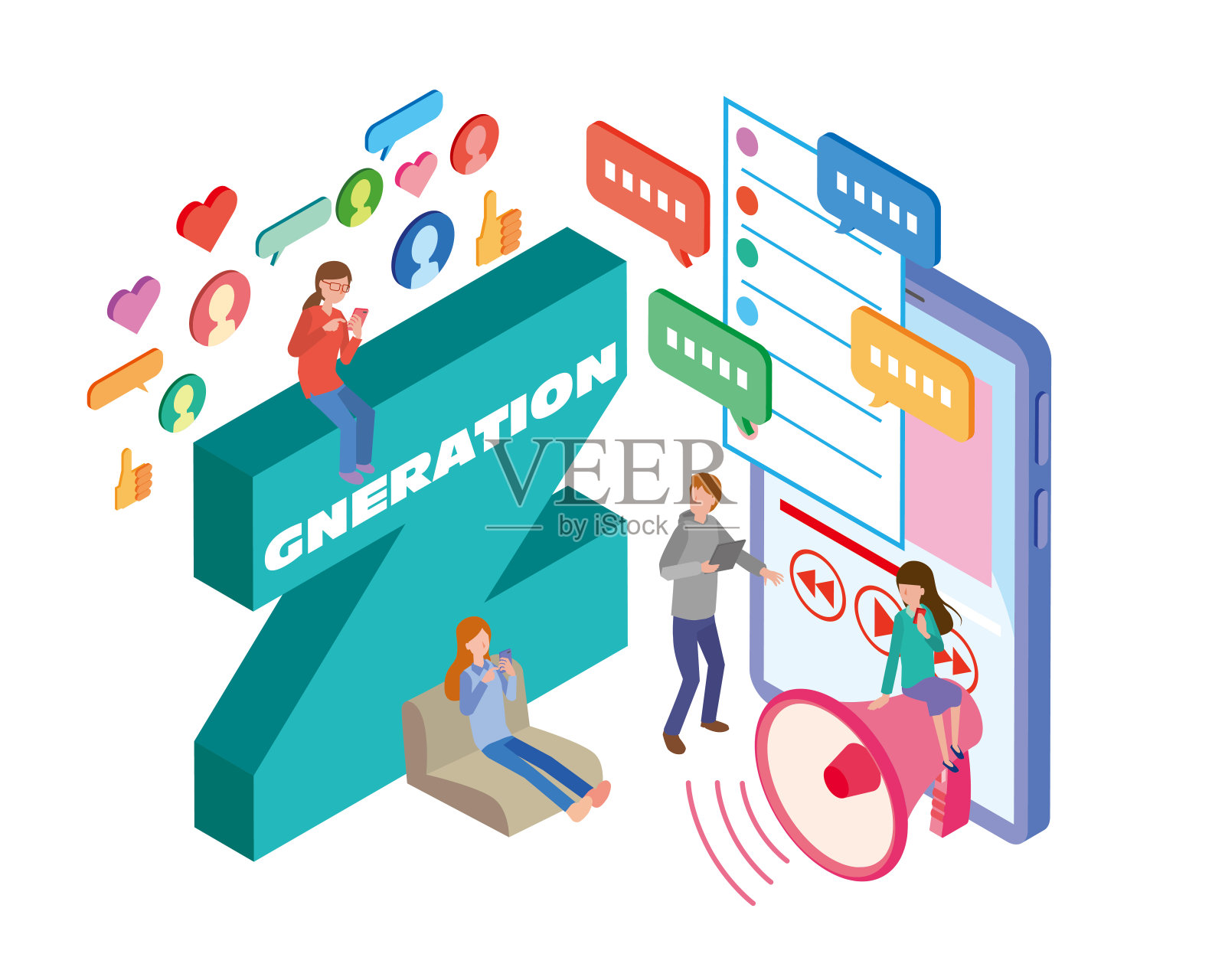 Z世代的影像插画图片素材